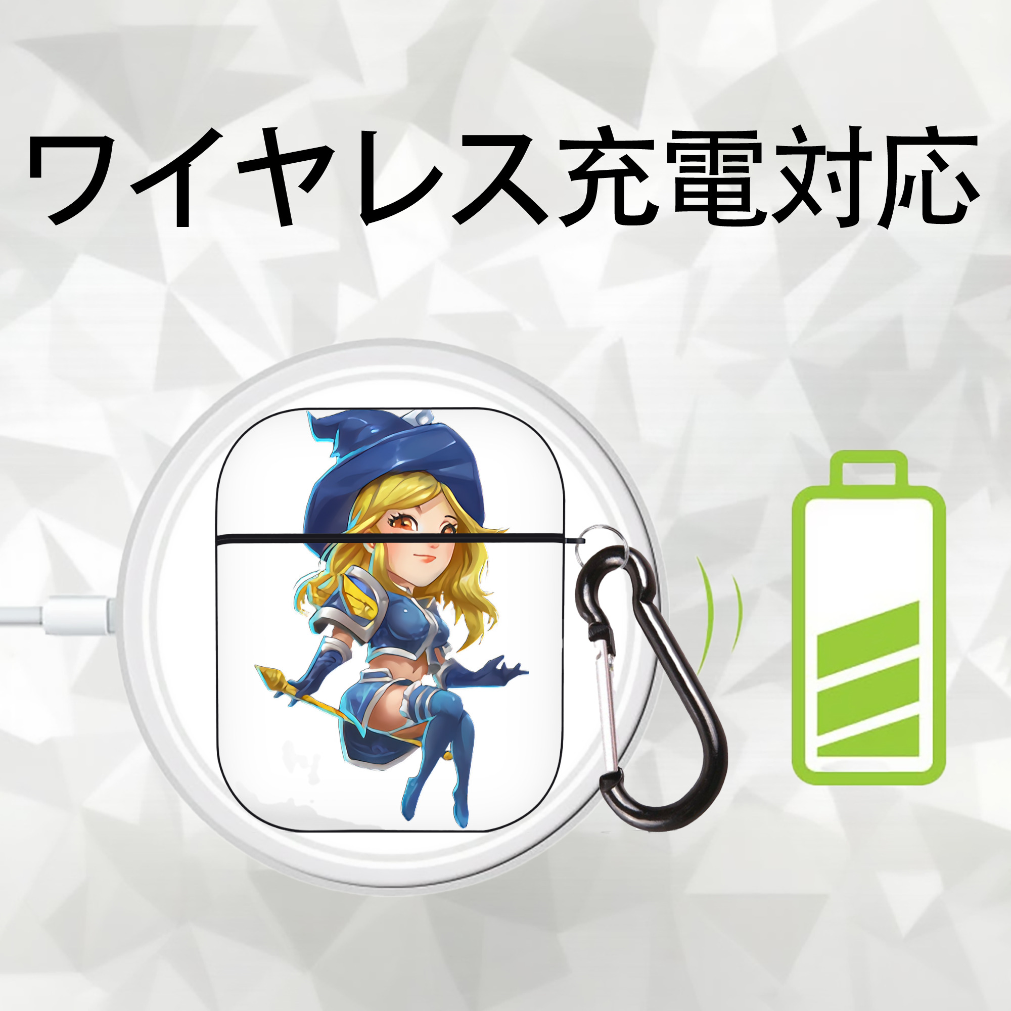 リーグ・オブ・レジェンド League of Legends LOL AirPods 第2世代保護ケース ハードシェル ブラック 耐衝撃・防指紋・カラビナ付き