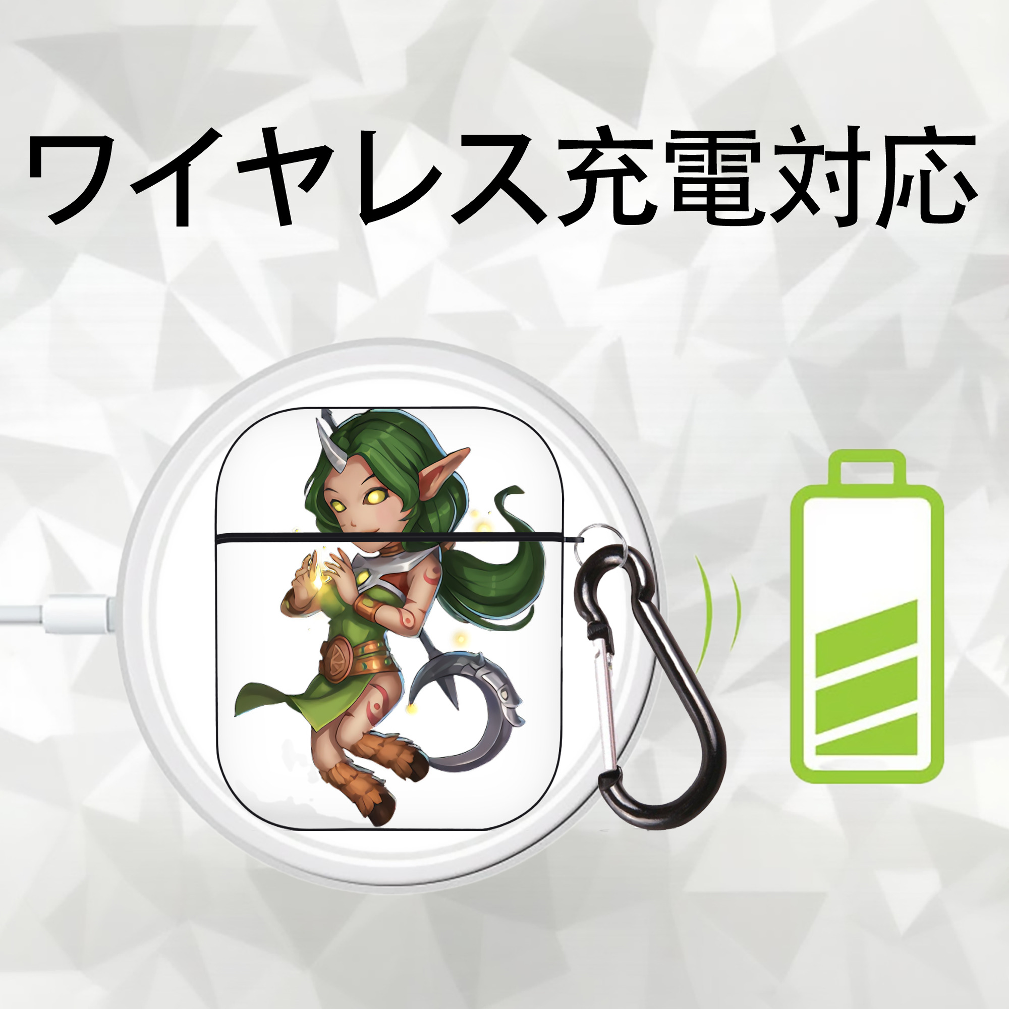 リーグ・オブ・レジェンド League of Legends LOL AirPods 第2世代保護ケース ハードシェル ブラック 耐衝撃・防指紋・カラビナ付き