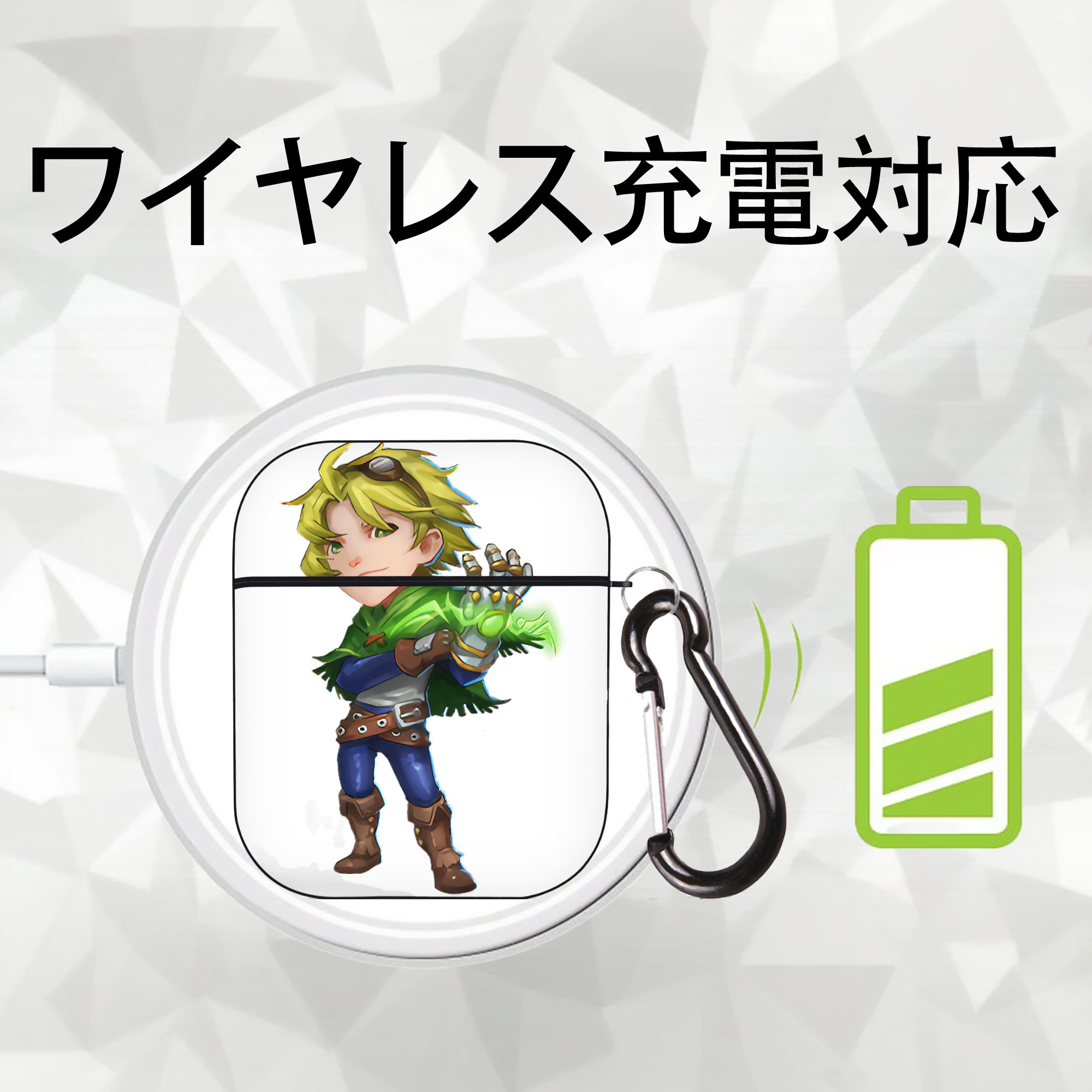 リーグ・オブ・レジェンド League of Legends LOL AirPods 第2世代保護ケース ハードシェル ブラック 耐衝撃・防指紋・カラビナ付き
