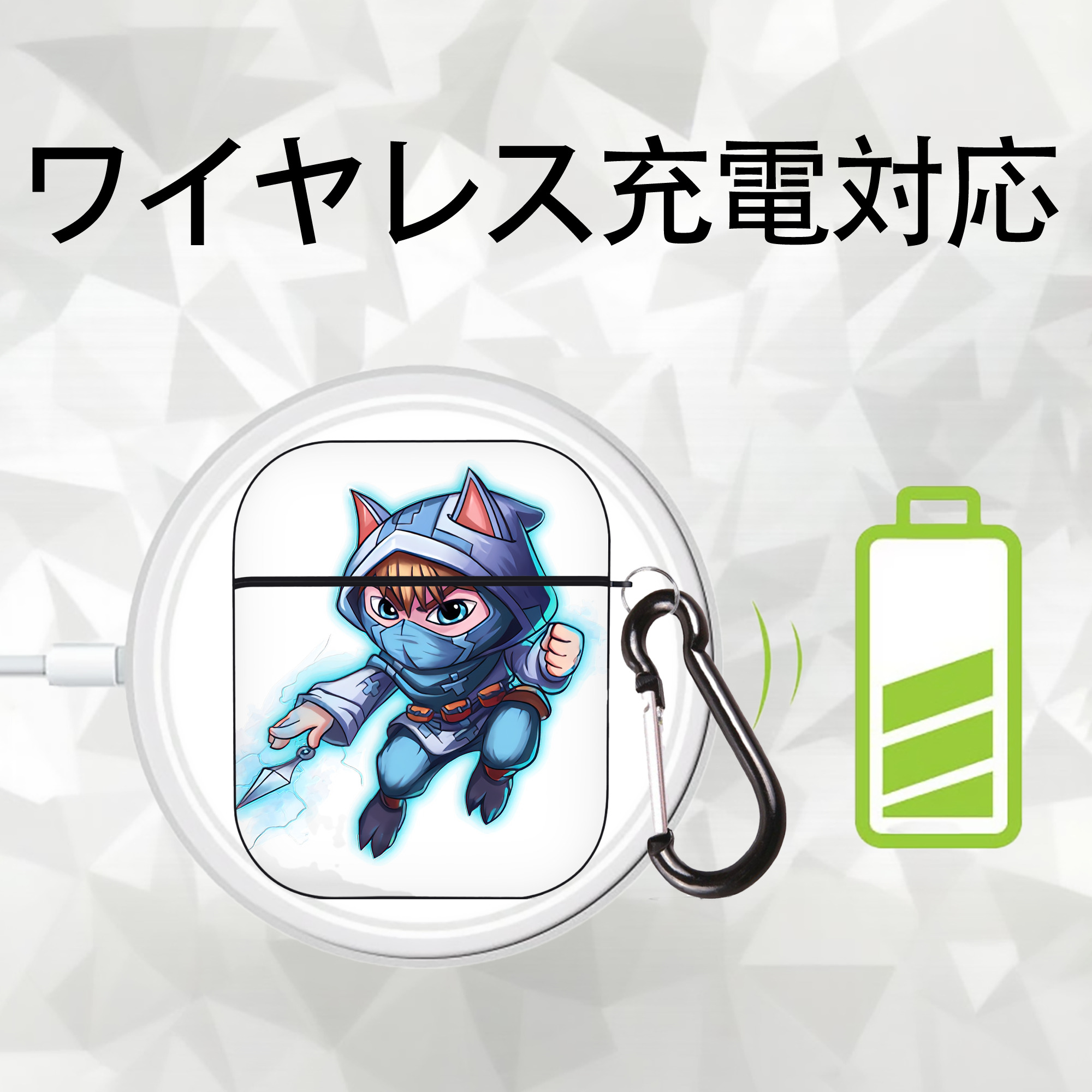 リーグ・オブ・レジェンド League of Legends LOL AirPods 第2世代保護ケース ハードシェル ブラック 耐衝撃・防指紋・カラビナ付き