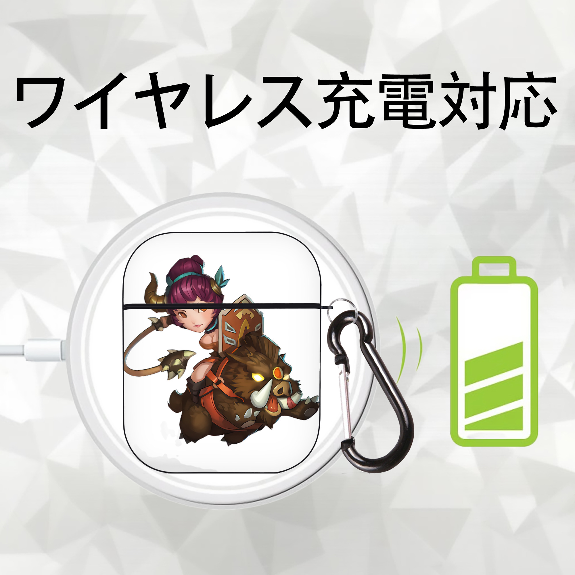 リーグ・オブ・レジェンド League of Legends LOL AirPods 第2世代保護ケース ハードシェル ブラック 耐衝撃・防指紋・カラビナ付き