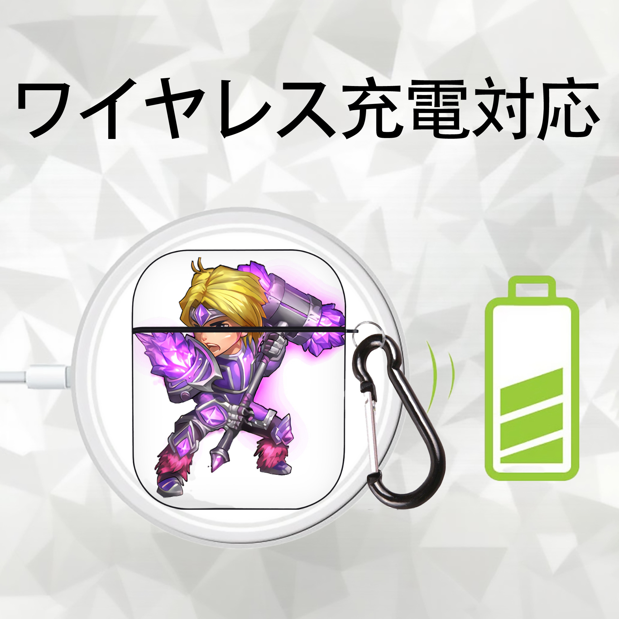 リーグ・オブ・レジェンド League of Legends LOL AirPods 第2世代保護ケース ハードシェル ブラック 耐衝撃・防指紋・カラビナ付き