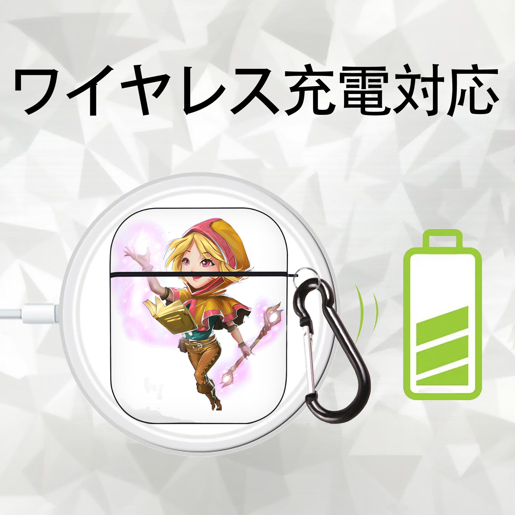 リーグ・オブ・レジェンド League of Legends LOL AirPods 第2世代保護ケース ハードシェル ブラック 耐衝撃・防指紋・カラビナ付き