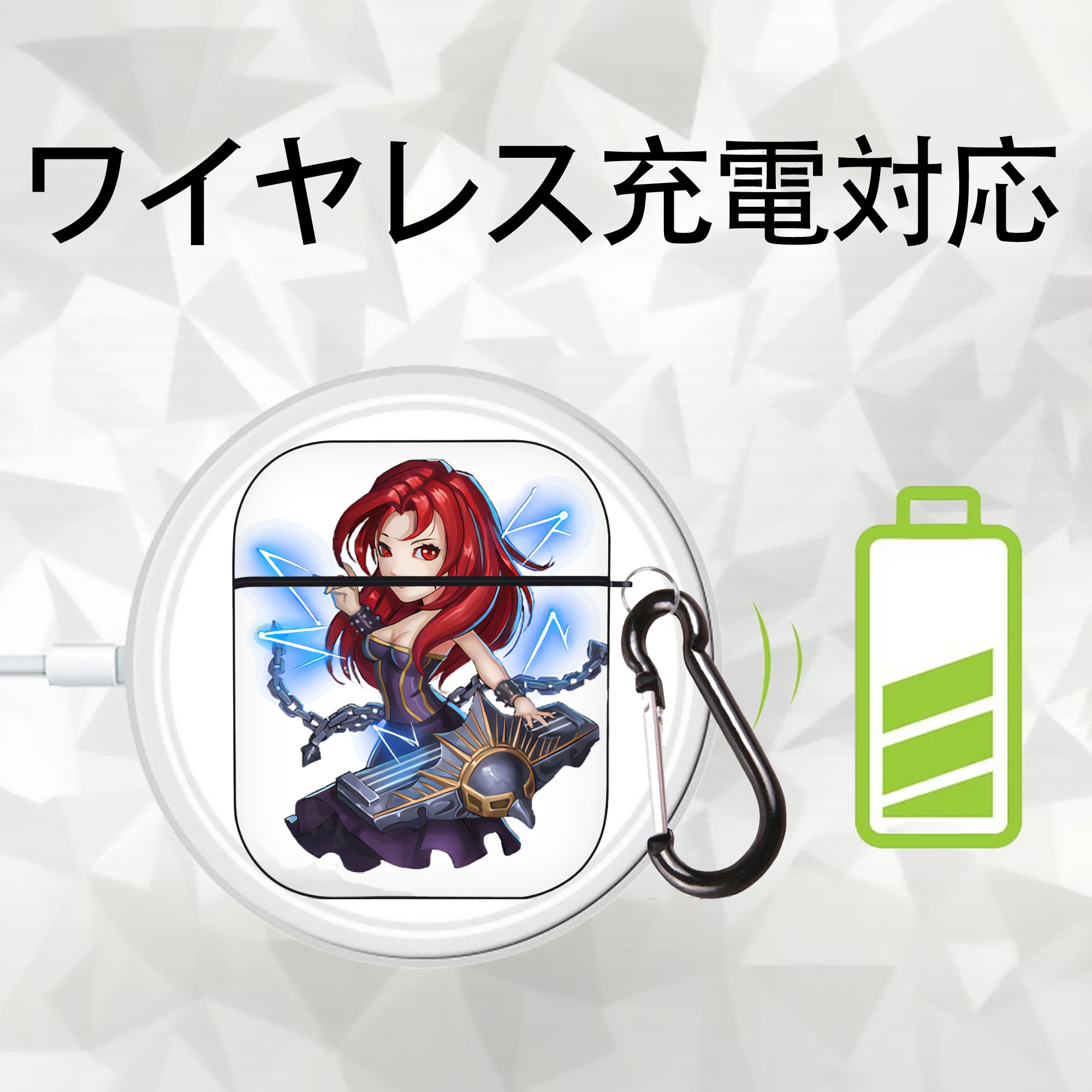 リーグ・オブ・レジェンド League of Legends LOL AirPods 第2世代保護ケース ハードシェル ブラック 耐衝撃・防指紋・カラビナ付き