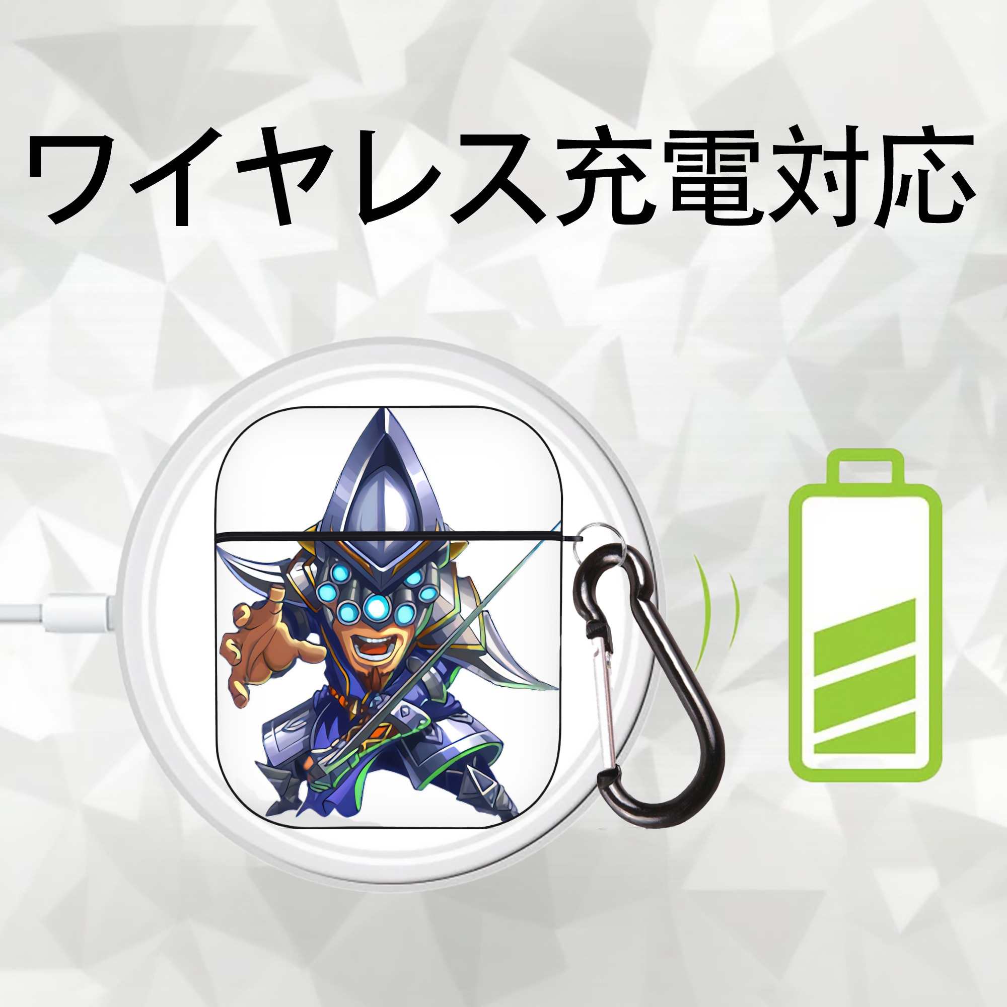 リーグ・オブ・レジェンド League of Legends LOL AirPods 第2世代保護ケース ハードシェル ブラック 耐衝撃・防指紋・カラビナ付き