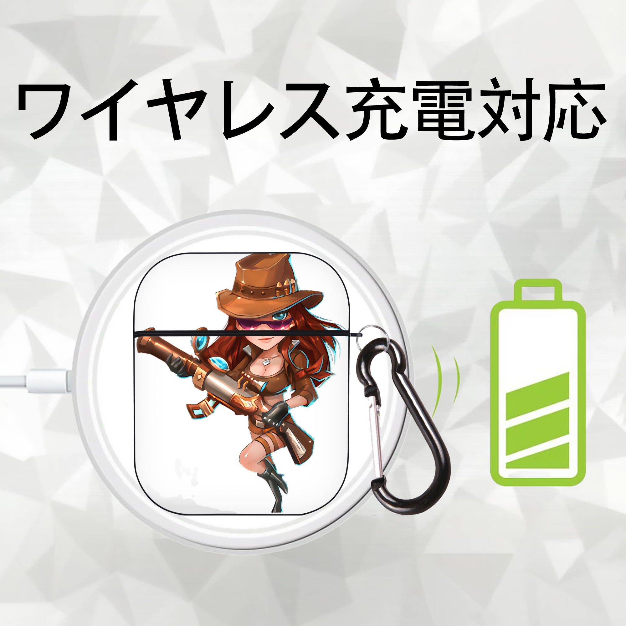 リーグ・オブ・レジェンド League of Legends LOL AirPods 第2世代保護ケース ハードシェル ブラック 耐衝撃・防指紋・カラビナ付き
