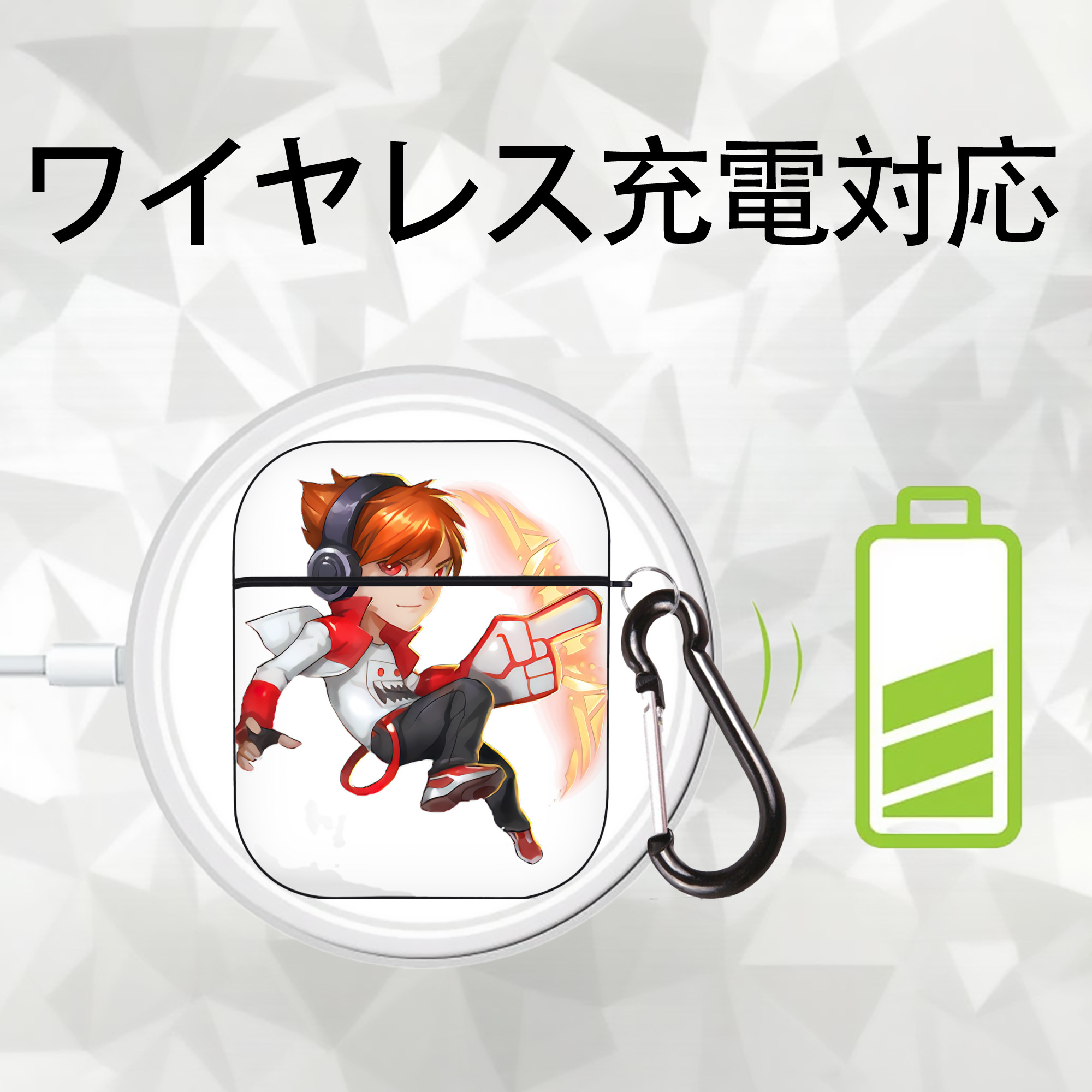 リーグ・オブ・レジェンド League of Legends LOL AirPods 第2世代保護ケース ハードシェル ブラック 耐衝撃・防指紋・カラビナ付き