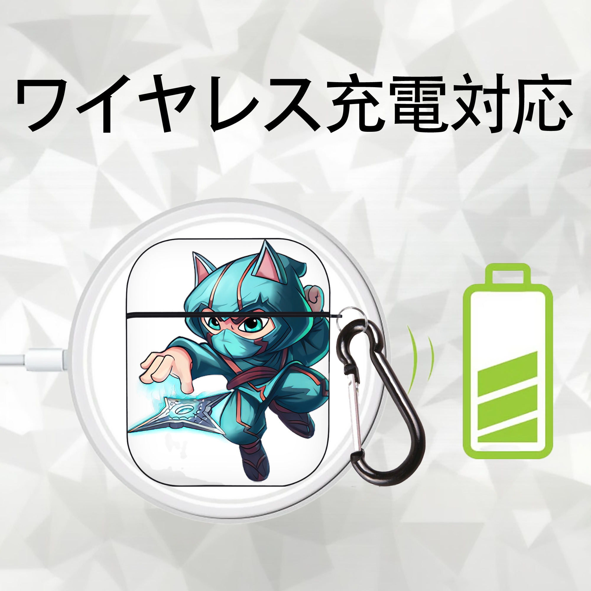 リーグ・オブ・レジェンド League of Legends LOL AirPods 第2世代保護ケース ハードシェル ブラック 耐衝撃・防指紋・カラビナ付き