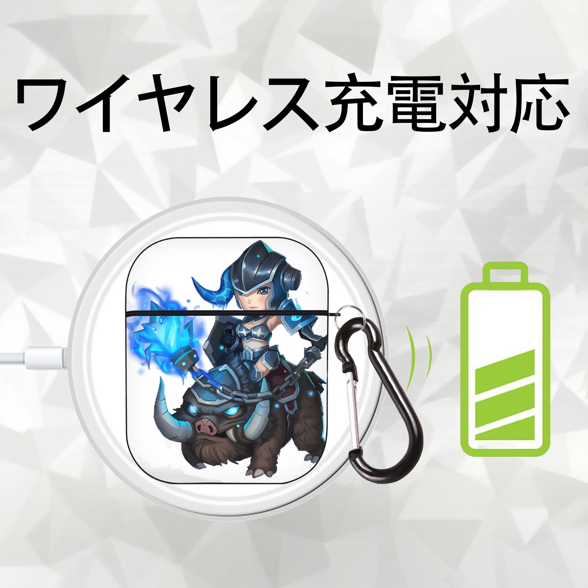 リーグ・オブ・レジェンド League of Legends LOL AirPods 第2世代保護ケース ハードシェル ブラック 耐衝撃・防指紋・カラビナ付き