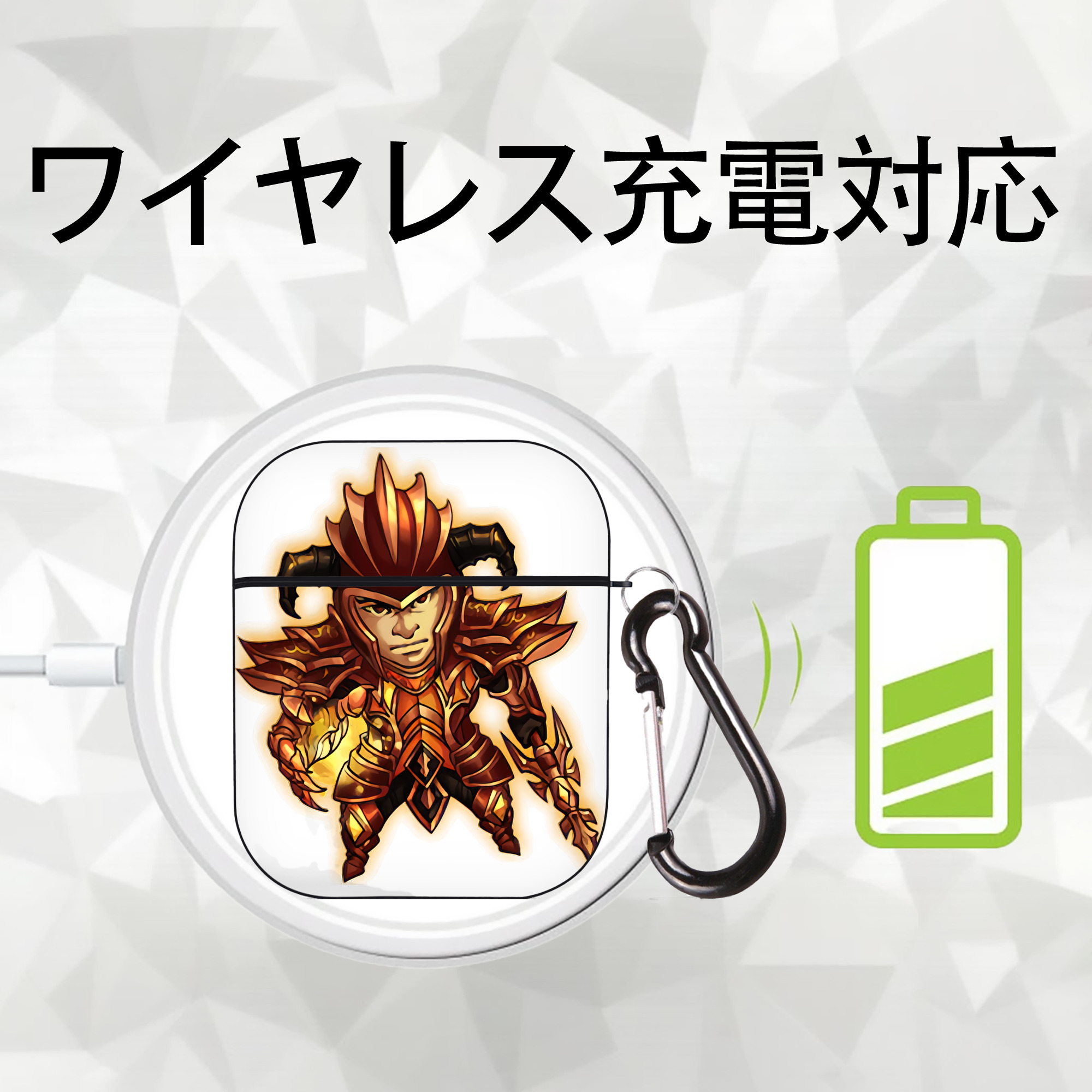 リーグ・オブ・レジェンド League of Legends LOL AirPods 第2世代保護ケース ハードシェル ブラック 耐衝撃・防指紋・カラビナ付き