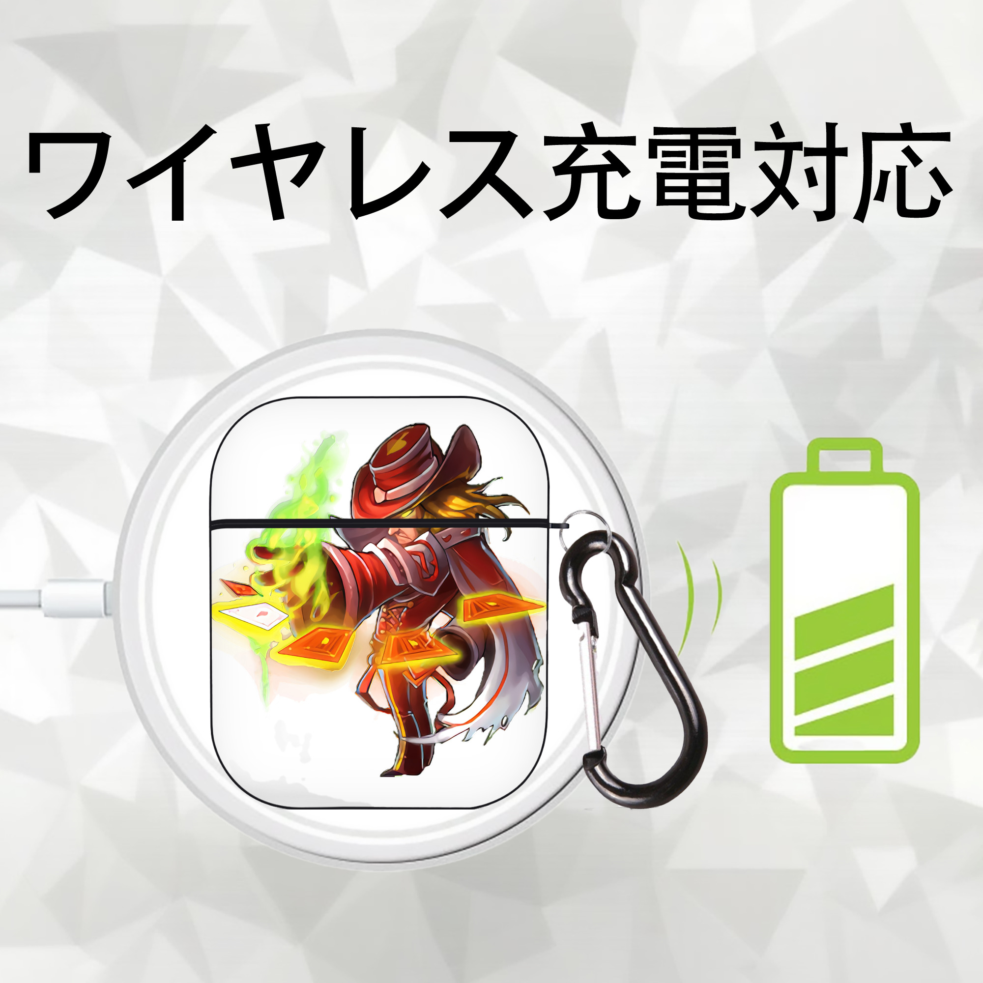 リーグ・オブ・レジェンド League of Legends LOL AirPods 第2世代保護ケース ハードシェル ブラック 耐衝撃・防指紋・カラビナ付き