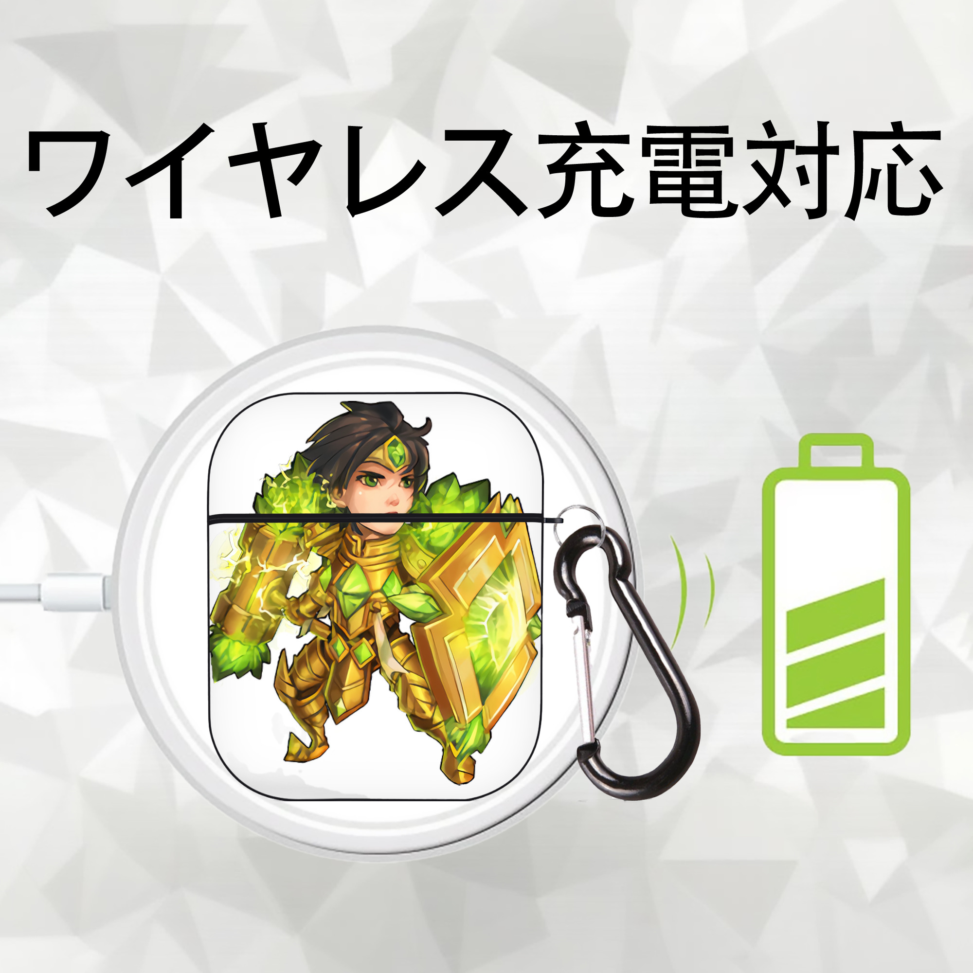 リーグ・オブ・レジェンド League of Legends LOL AirPods 第2世代保護ケース ハードシェル ブラック 耐衝撃・防指紋・カラビナ付き