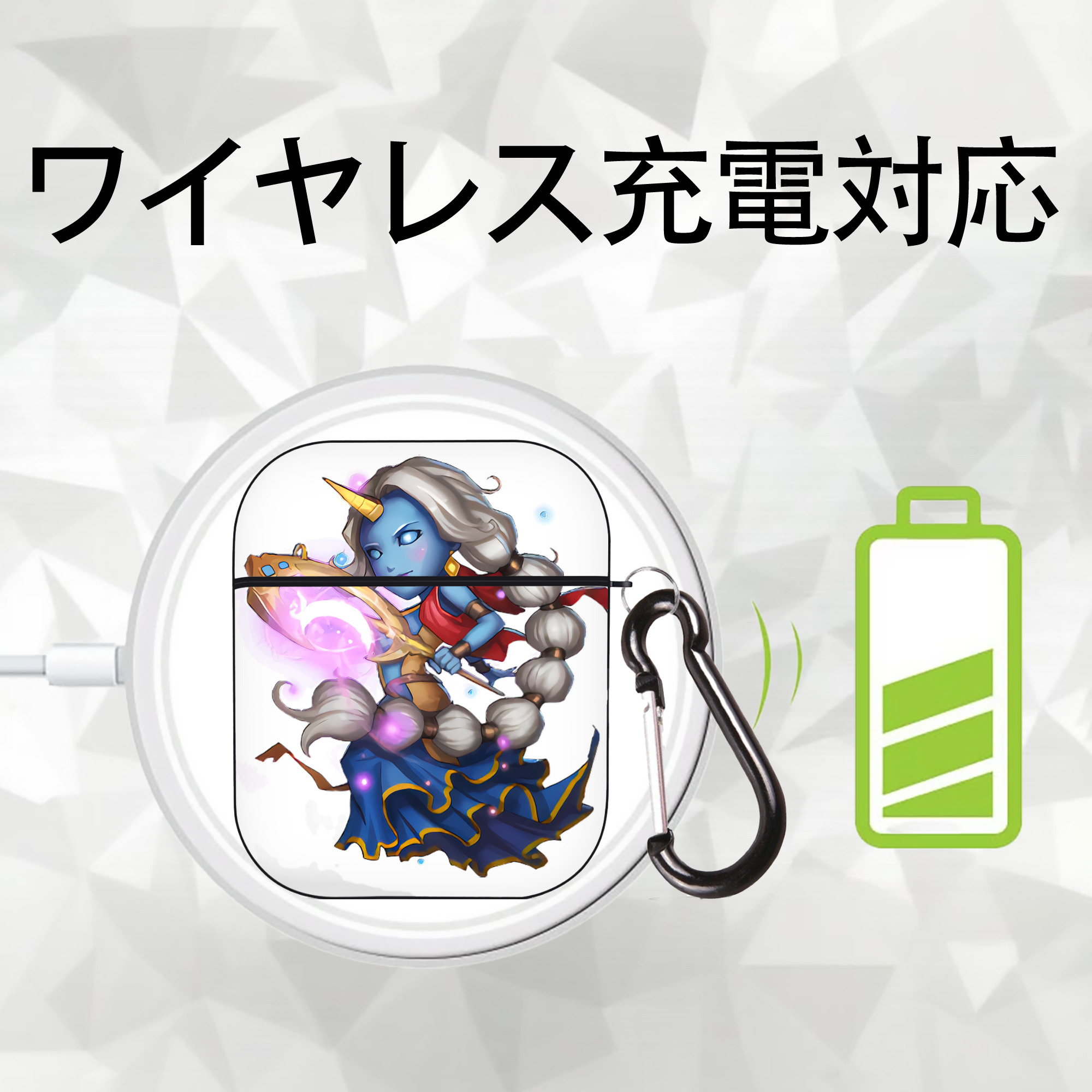 リーグ・オブ・レジェンド League of Legends LOL AirPods 第2世代保護ケース ハードシェル ブラック 耐衝撃・防指紋・カラビナ付き