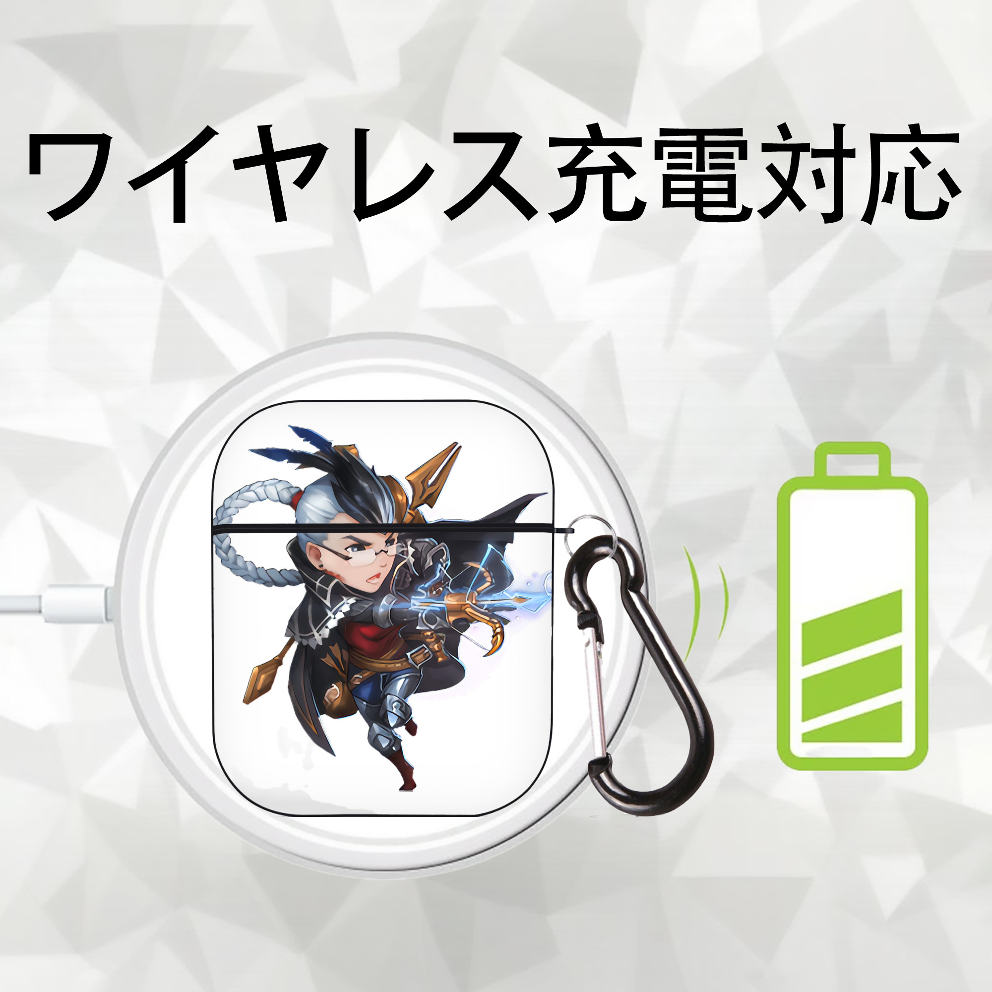 リーグ・オブ・レジェンド League of Legends LOL AirPods 第2世代保護ケース ハードシェル ブラック 耐衝撃・防指紋・カラビナ付き