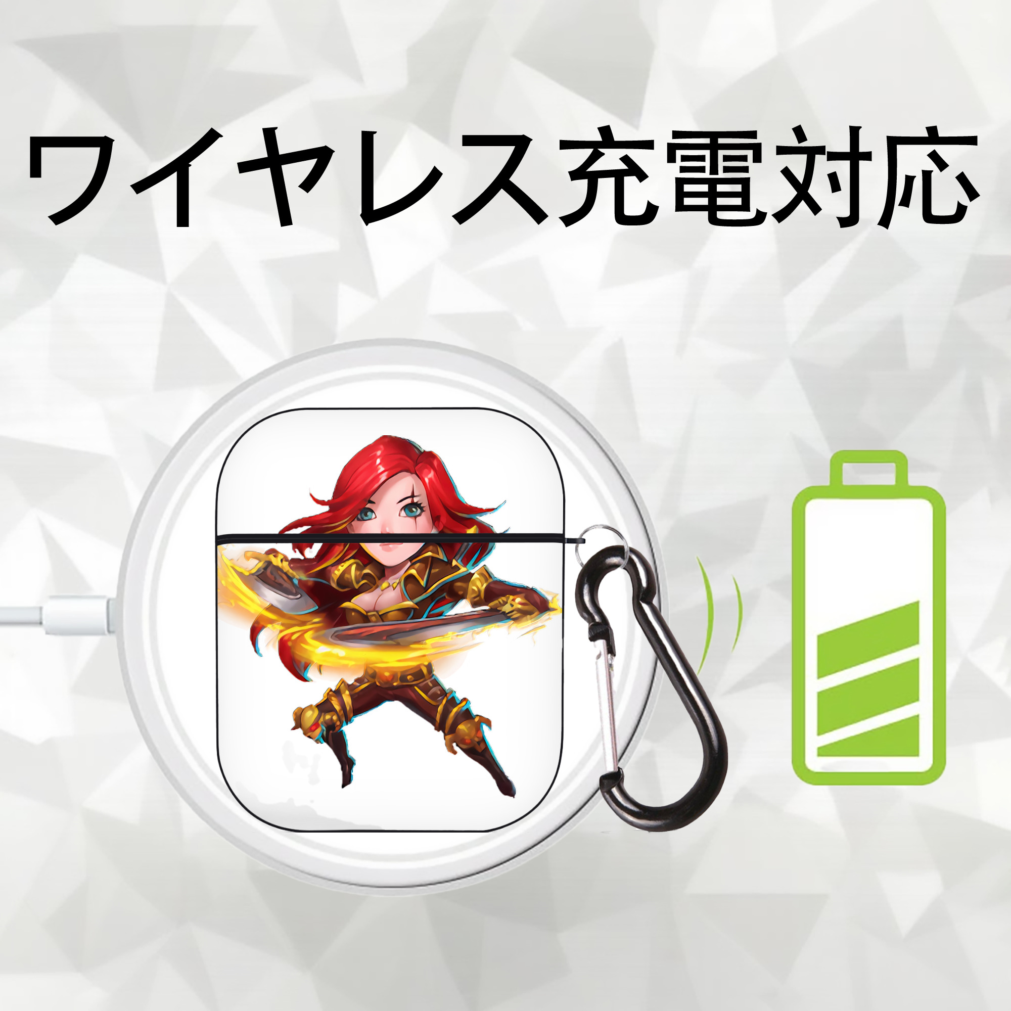 リーグ・オブ・レジェンド League of Legends LOL AirPods 第2世代保護ケース ハードシェル ブラック 耐衝撃・防指紋・カラビナ付き