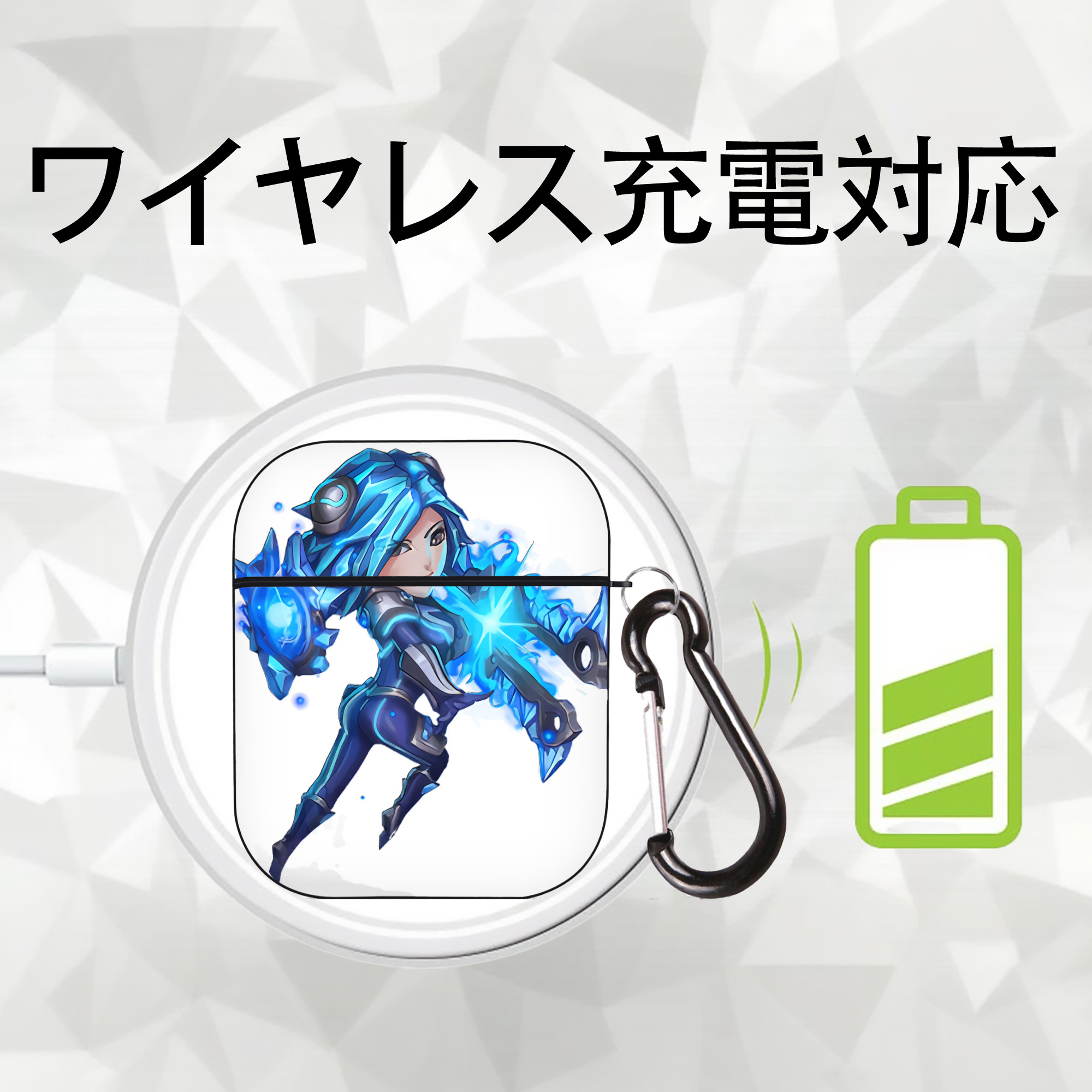リーグ・オブ・レジェンド League of Legends LOL AirPods 第2世代保護ケース ハードシェル ブラック 耐衝撃・防指紋・カラビナ付き