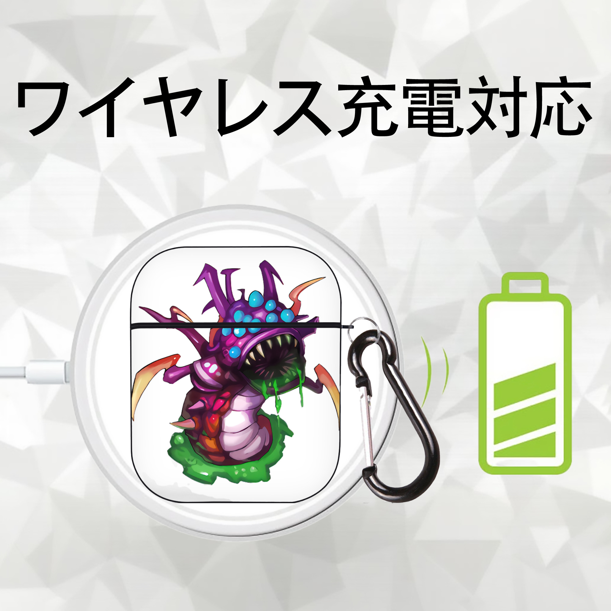 リーグ・オブ・レジェンド League of Legends LOL AirPods 第2世代保護ケース ハードシェル ブラック 耐衝撃・防指紋・カラビナ付き