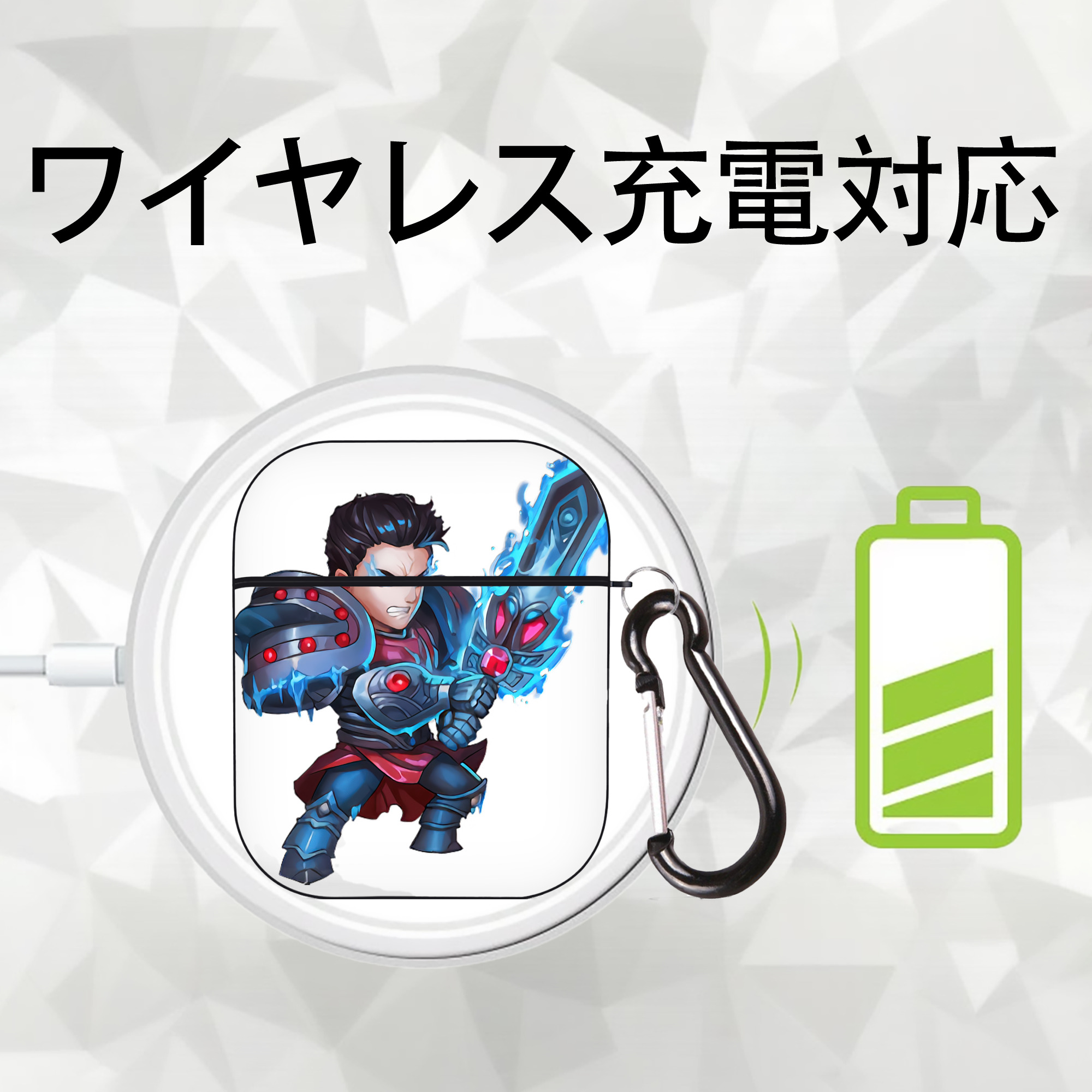 リーグ・オブ・レジェンド League of Legends LOL AirPods 第2世代保護ケース ハードシェル ブラック 耐衝撃・防指紋・カラビナ付き