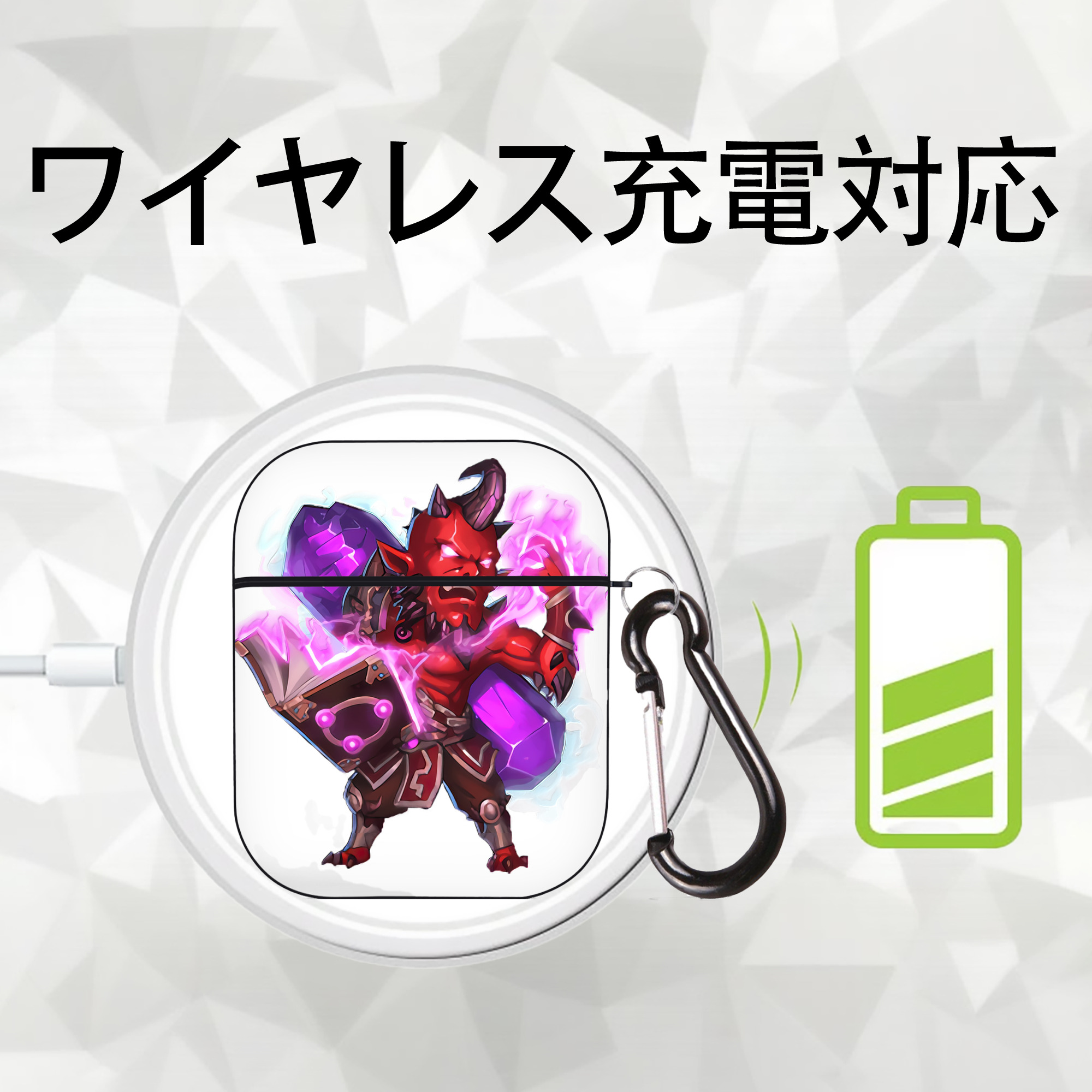 リーグ・オブ・レジェンド League of Legends LOL AirPods 第2世代保護ケース ハードシェル ブラック 耐衝撃・防指紋・カラビナ付き