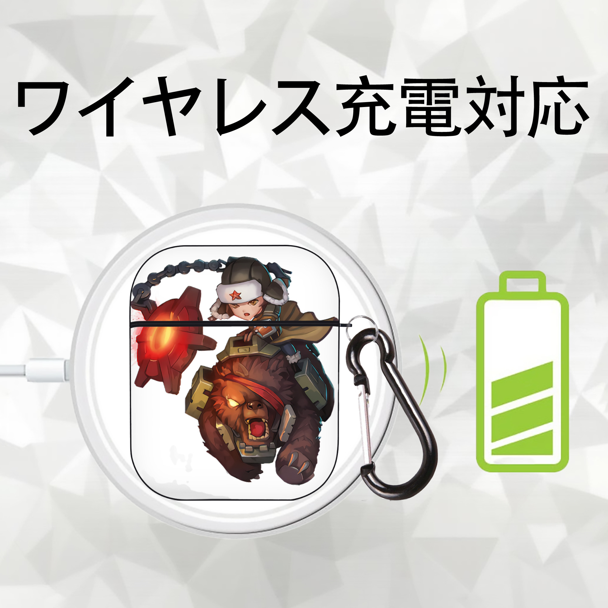 リーグ・オブ・レジェンド League of Legends LOL AirPods 第2世代保護ケース ハードシェル ブラック 耐衝撃・防指紋・カラビナ付き