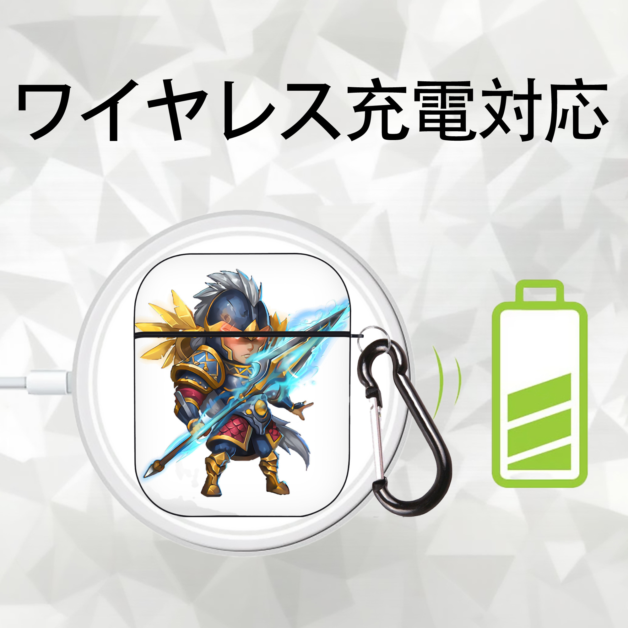 リーグ・オブ・レジェンド League of Legends LOL AirPods 第2世代保護ケース ハードシェル ブラック 耐衝撃・防指紋・カラビナ付き