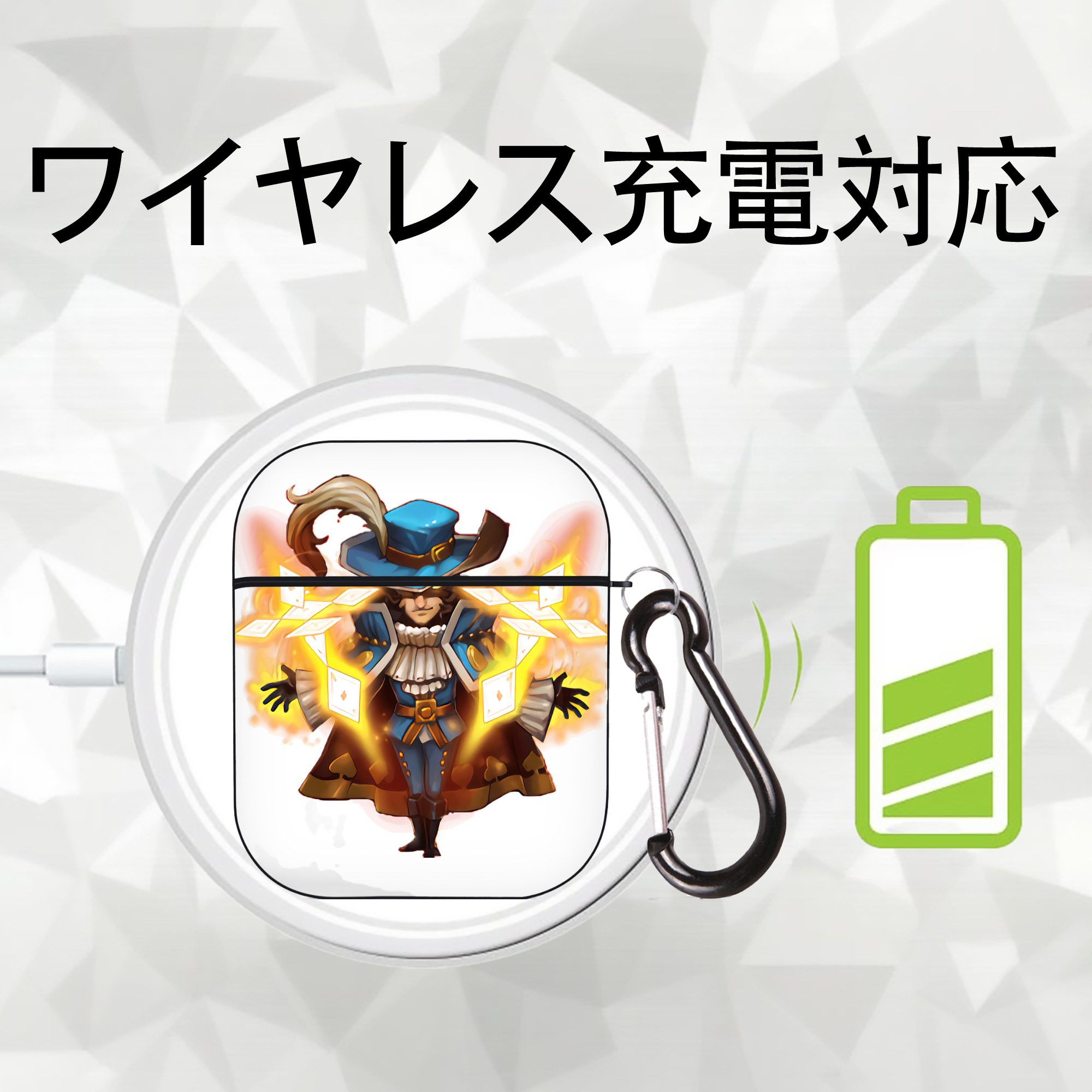 リーグ・オブ・レジェンド League of Legends LOL AirPods 第2世代保護ケース ハードシェル ブラック 耐衝撃・防指紋・カラビナ付き