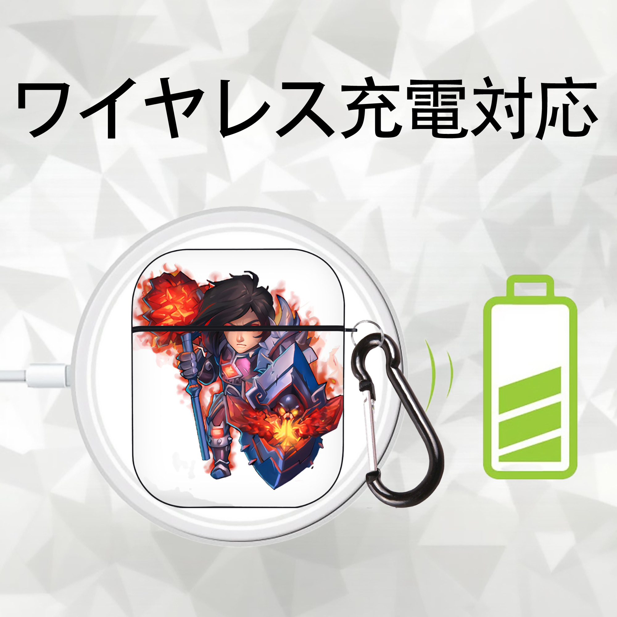 リーグ・オブ・レジェンド League of Legends LOL AirPods 第2世代保護ケース ハードシェル ブラック 耐衝撃・防指紋・カラビナ付き