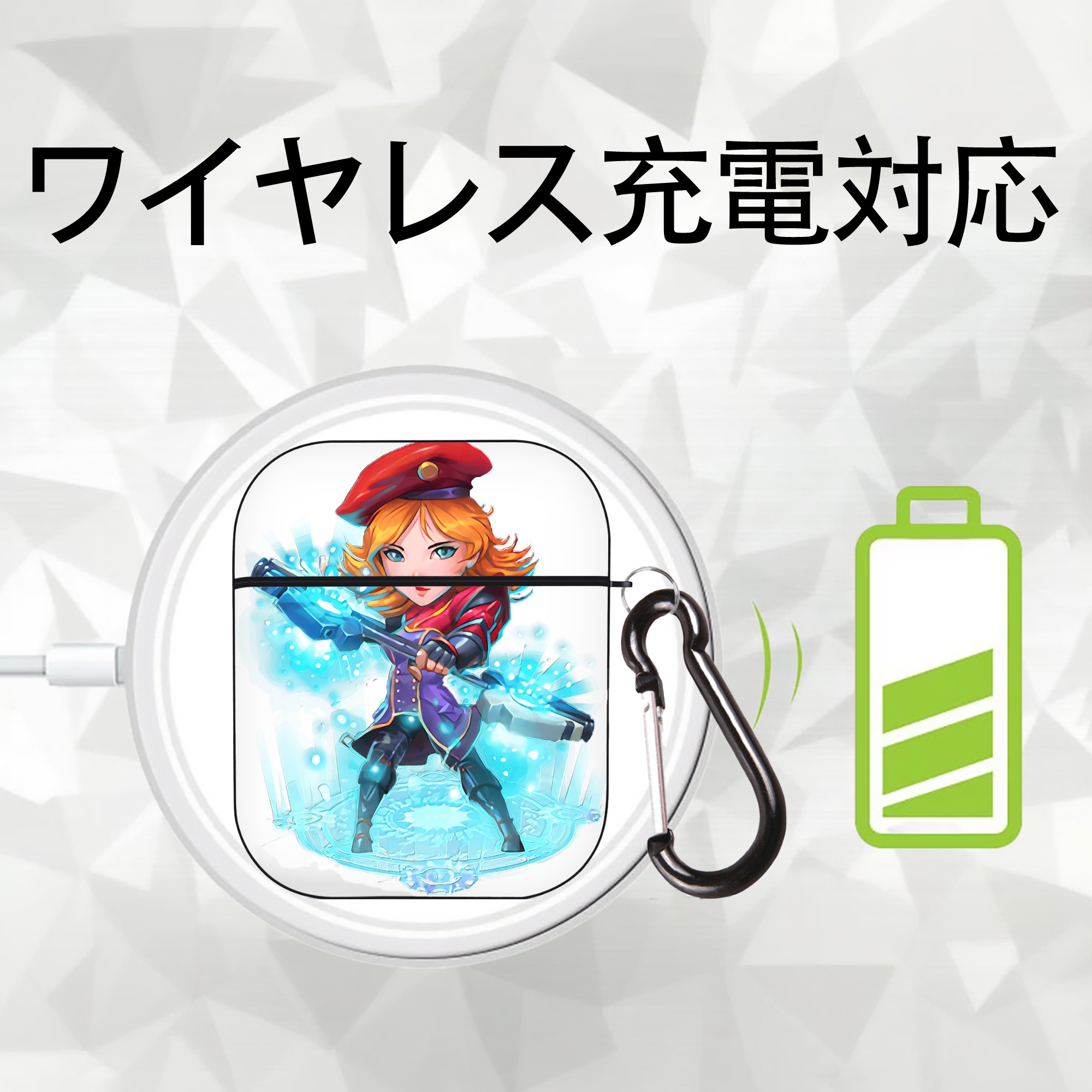 リーグ・オブ・レジェンド League of Legends LOL AirPods 第2世代保護ケース ハードシェル ブラック 耐衝撃・防指紋・カラビナ付き