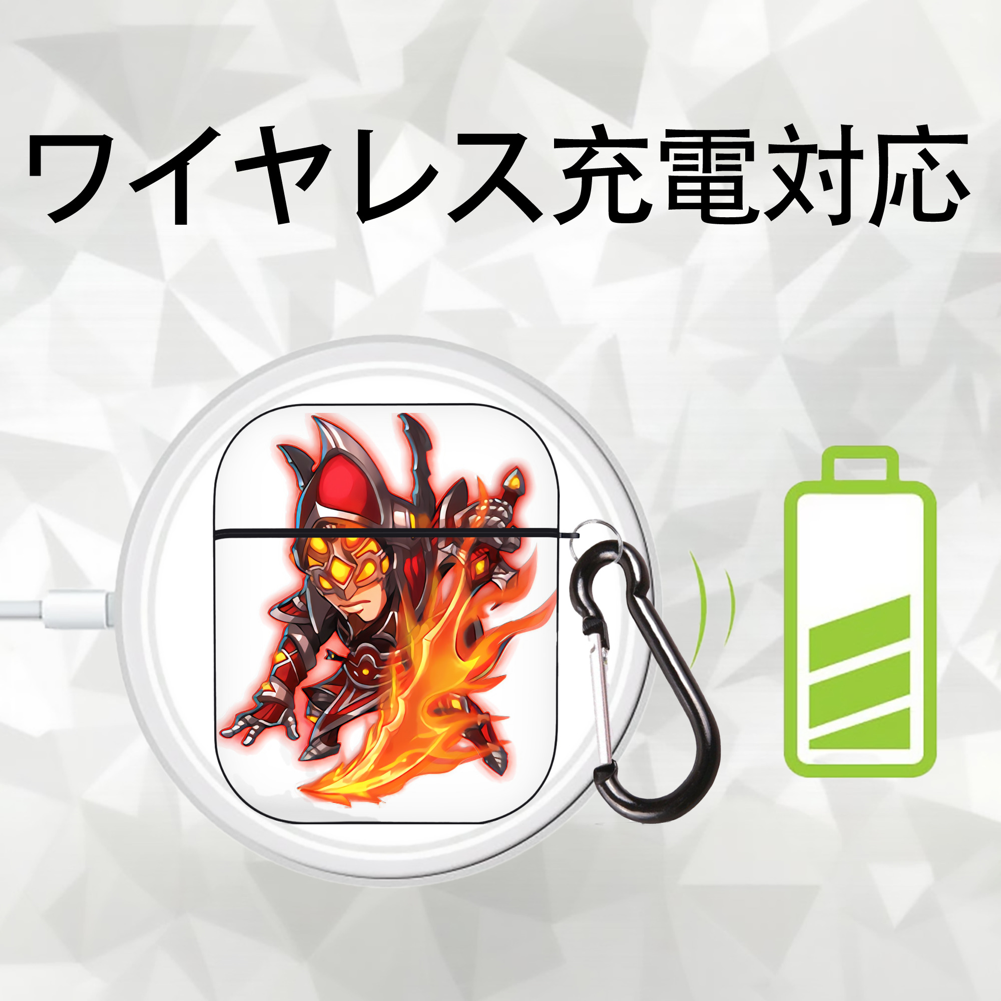 リーグ・オブ・レジェンド League of Legends LOL AirPods 第2世代保護ケース ハードシェル ブラック 耐衝撃・防指紋・カラビナ付き