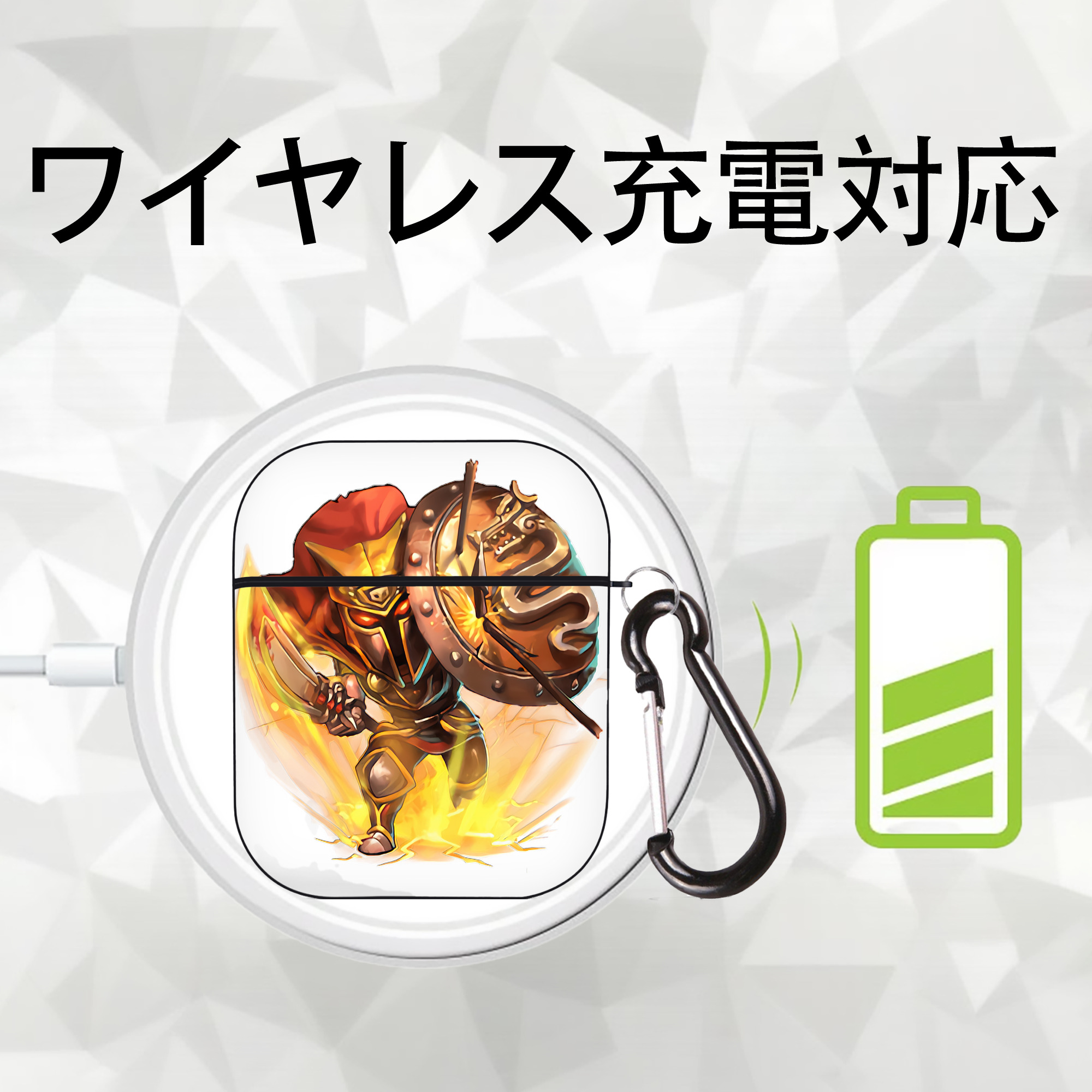 リーグ・オブ・レジェンド League of Legends LOL AirPods 第2世代保護ケース ハードシェル ブラック 耐衝撃・防指紋・カラビナ付き