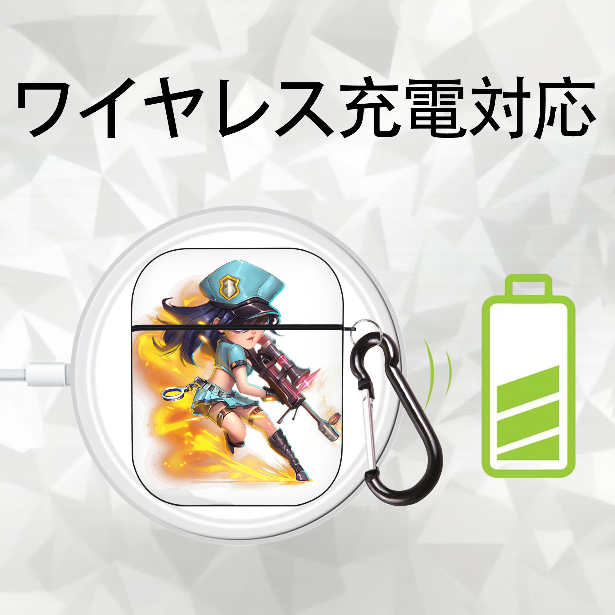 リーグ・オブ・レジェンド League of Legends LOL AirPods 第2世代保護ケース ハードシェル ブラック 耐衝撃・防指紋・カラビナ付き