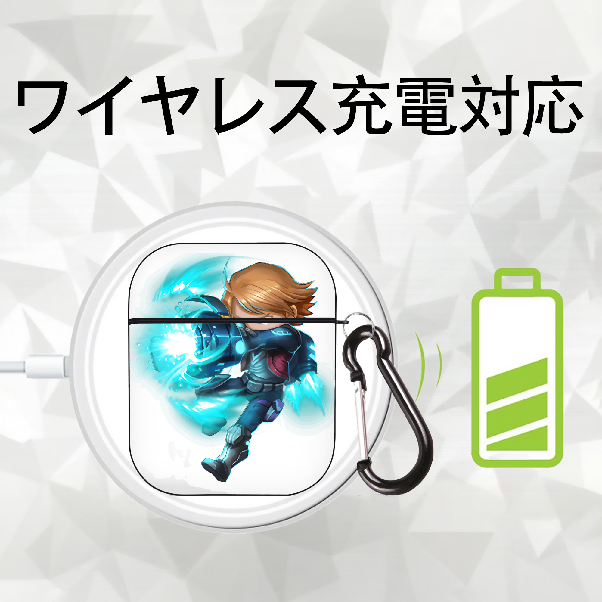 リーグ・オブ・レジェンド League of Legends LOL AirPods 第2世代保護ケース ハードシェル ブラック 耐衝撃・防指紋・カラビナ付き