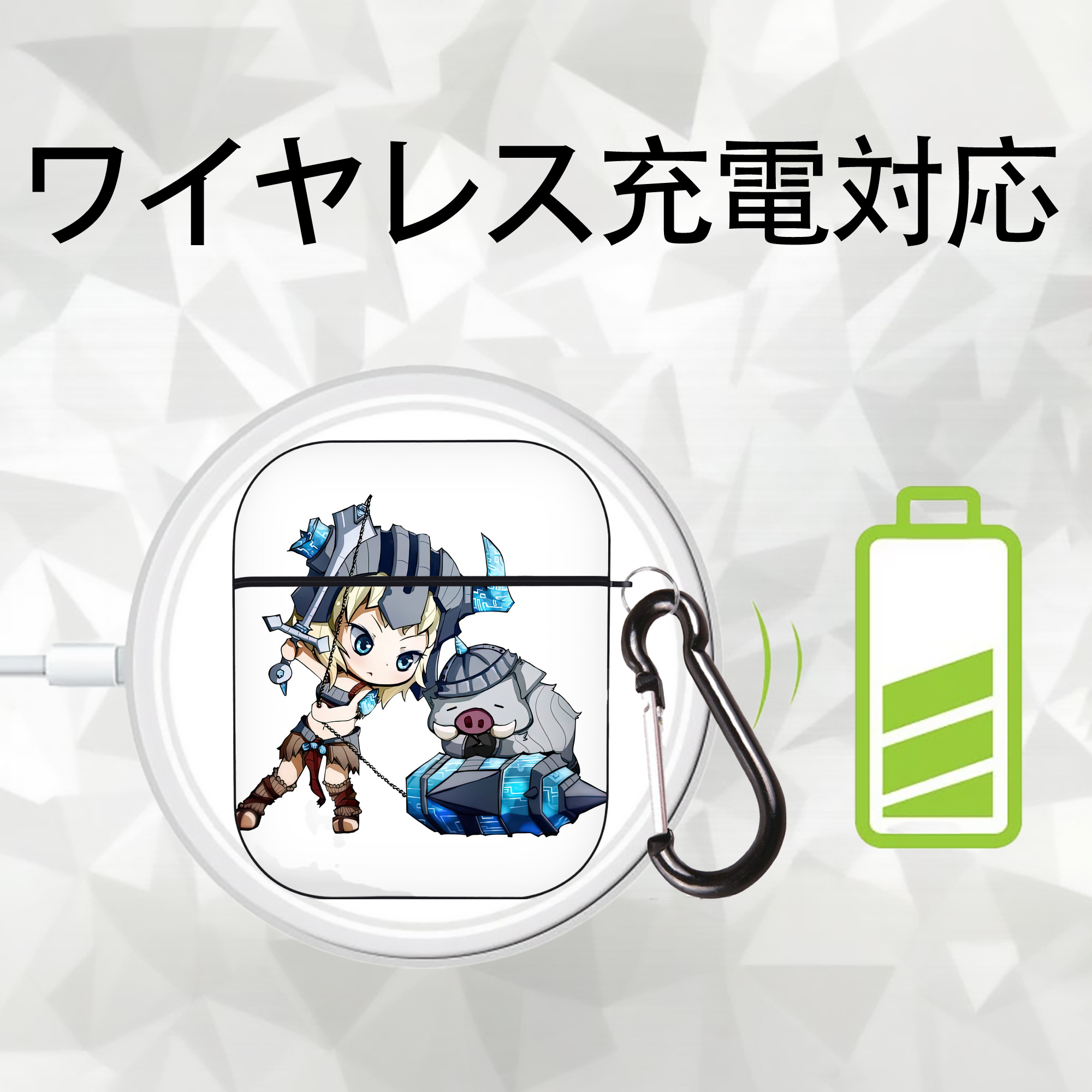 リーグ・オブ・レジェンド League of Legends LOL AirPods 第2世代保護ケース ハードシェル ブラック 耐衝撃・防指紋・カラビナ付き