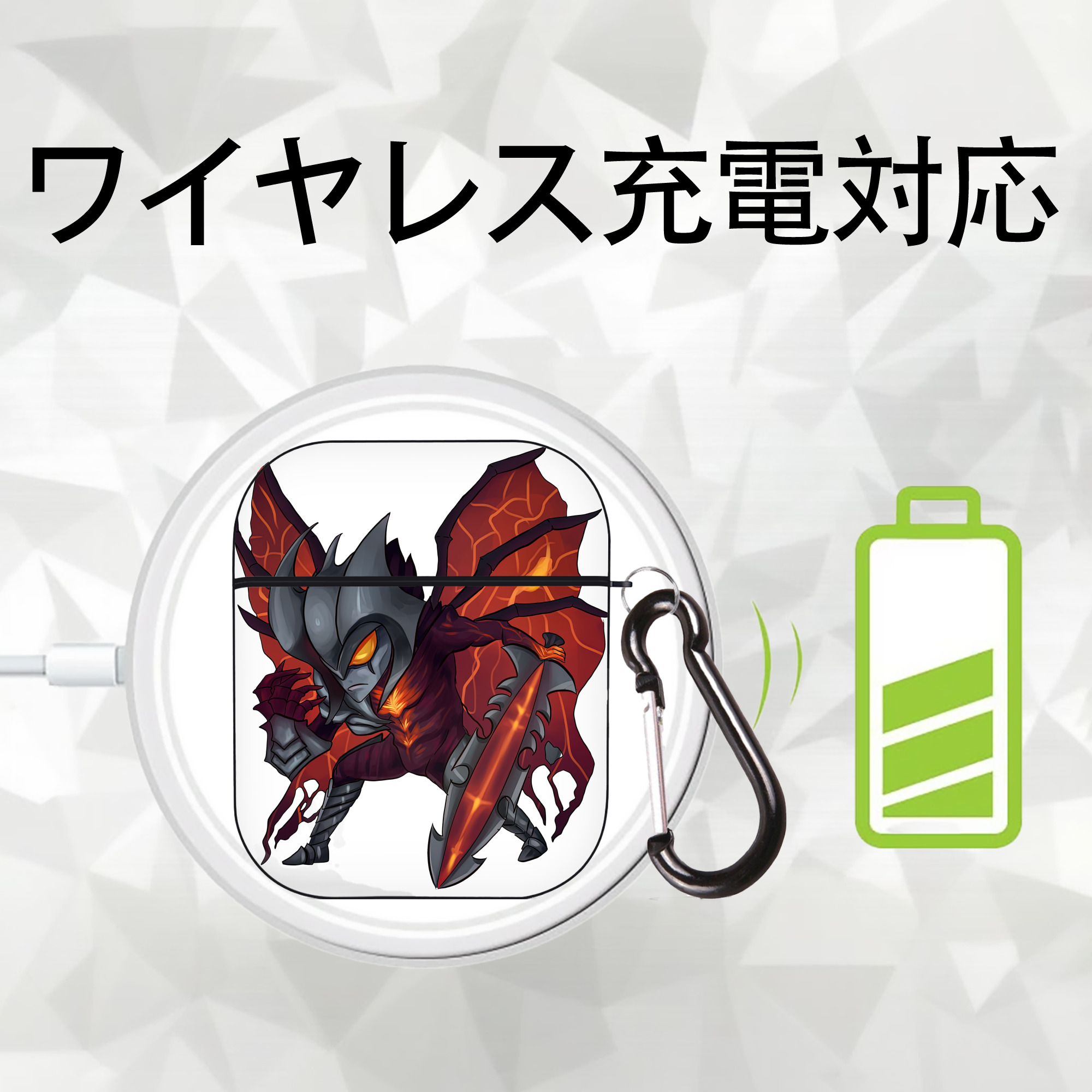 リーグ・オブ・レジェンド League of Legends LOL AirPods 第2世代保護ケース ハードシェル ブラック 耐衝撃・防指紋・カラビナ付き