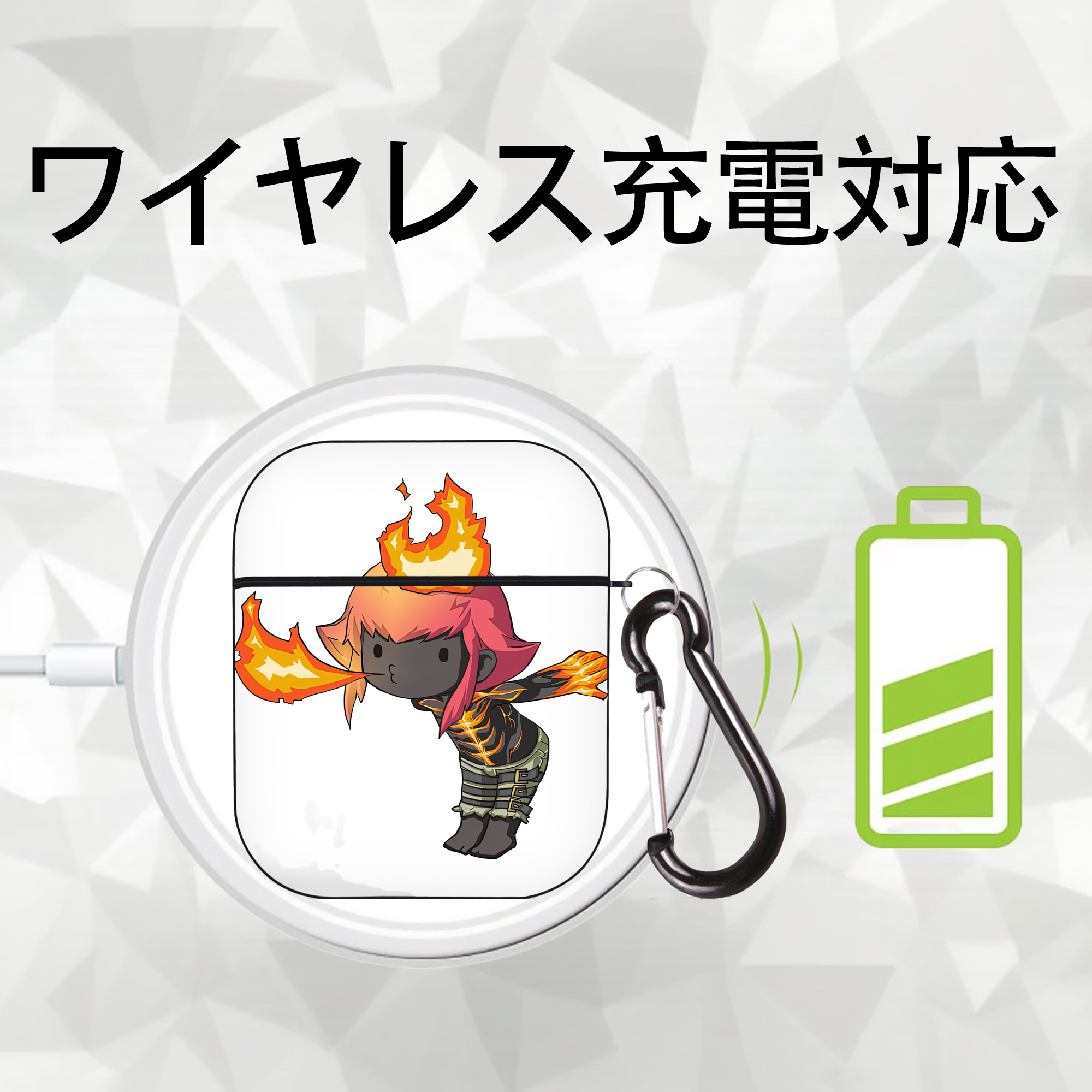 リーグ・オブ・レジェンド League of Legends LOL AirPods 第2世代保護ケース ハードシェル ブラック 耐衝撃・防指紋・カラビナ付き