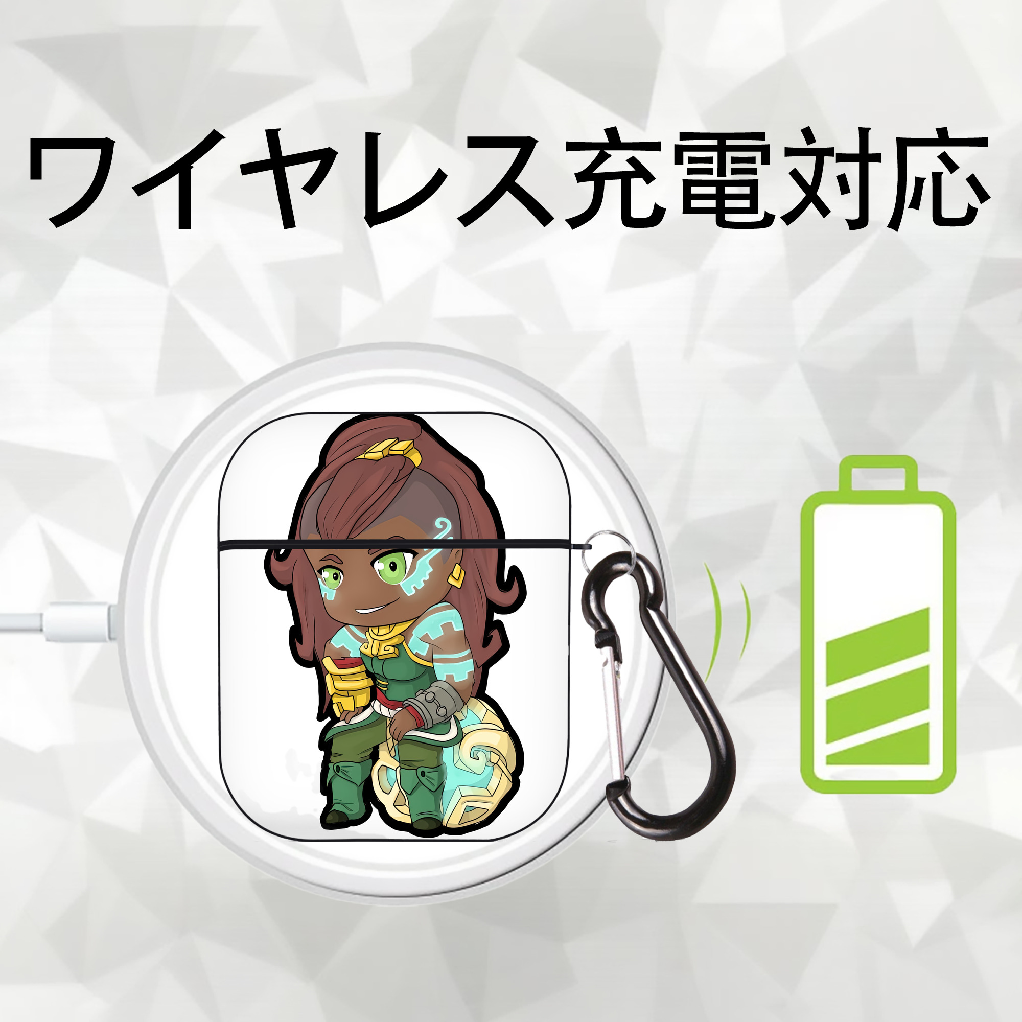 リーグ・オブ・レジェンド League of Legends LOL AirPods 第2世代保護ケース ハードシェル ブラック 耐衝撃・防指紋・カラビナ付き