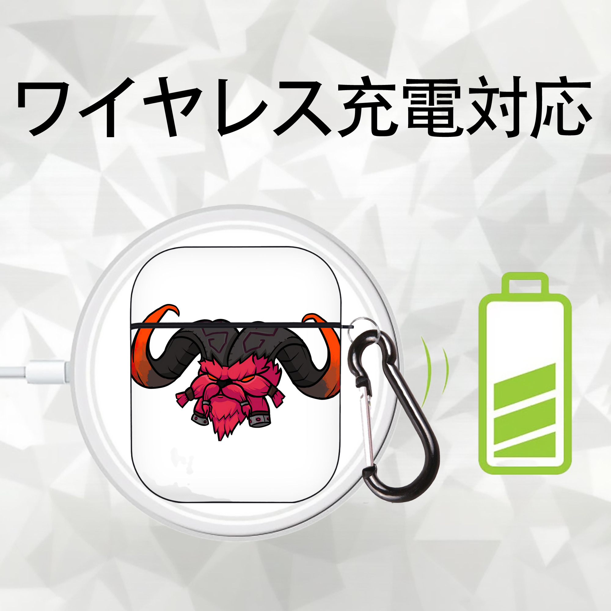 リーグ・オブ・レジェンド League of Legends LOL AirPods 第2世代保護ケース ハードシェル ブラック 耐衝撃・防指紋・カラビナ付き