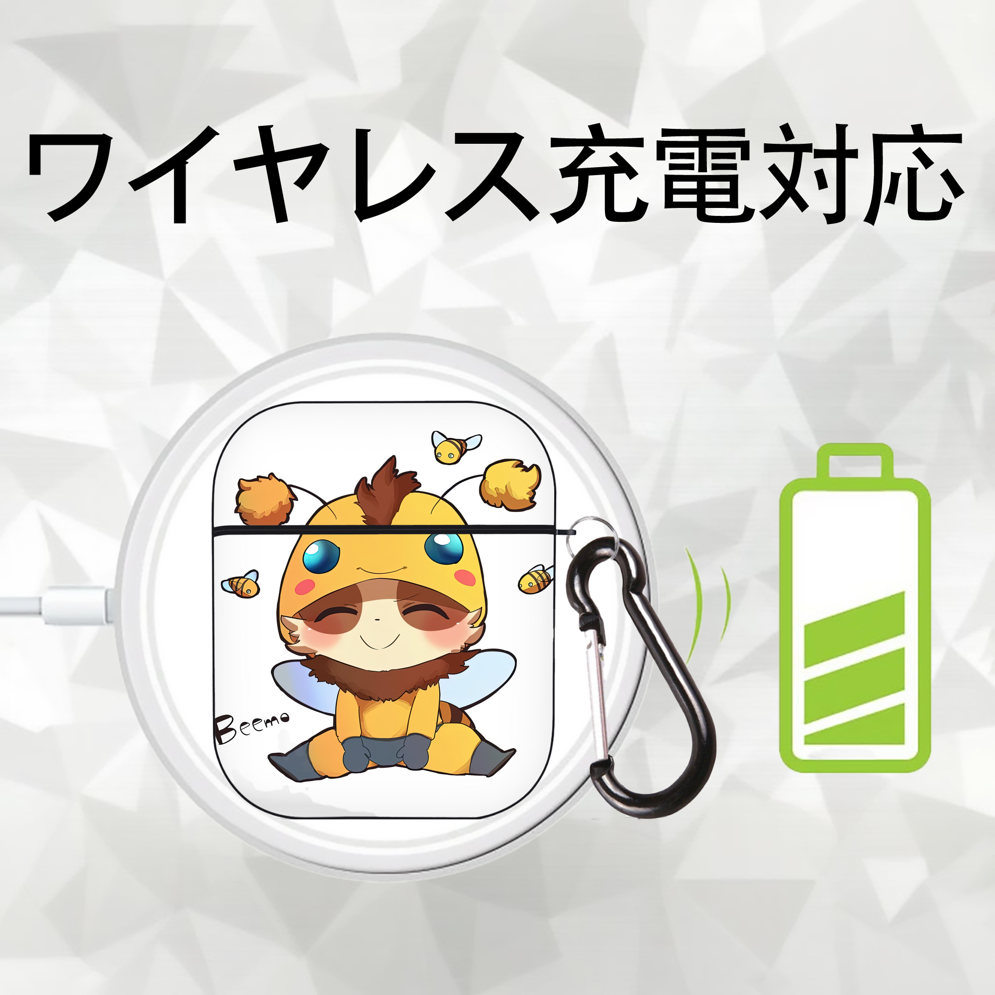 リーグ・オブ・レジェンド League of Legends LOL AirPods 第2世代保護ケース ハードシェル ブラック 耐衝撃・防指紋・カラビナ付き