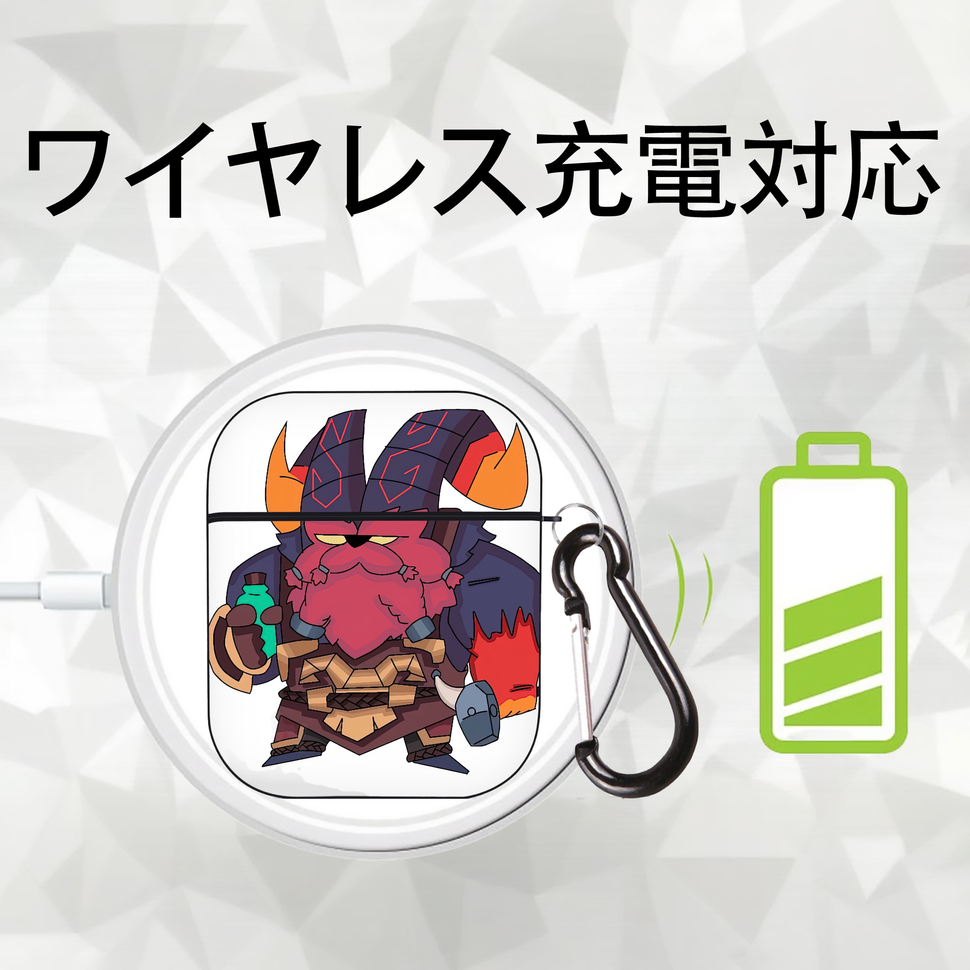 リーグ・オブ・レジェンド League of Legends LOL AirPods 第2世代保護ケース ハードシェル ブラック 耐衝撃・防指紋・カラビナ付き