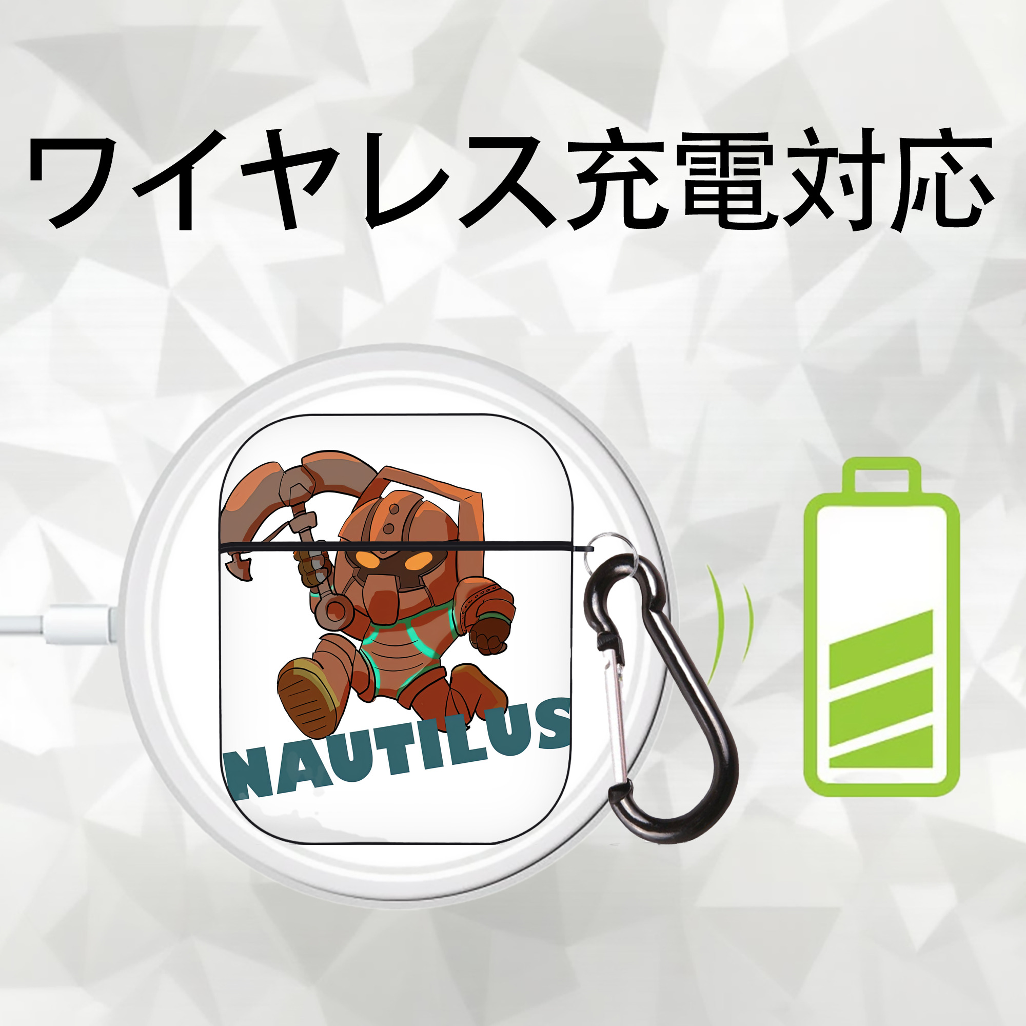 リーグ・オブ・レジェンド League of Legends LOL AirPods 第2世代保護ケース ハードシェル ブラック 耐衝撃・防指紋・カラビナ付き