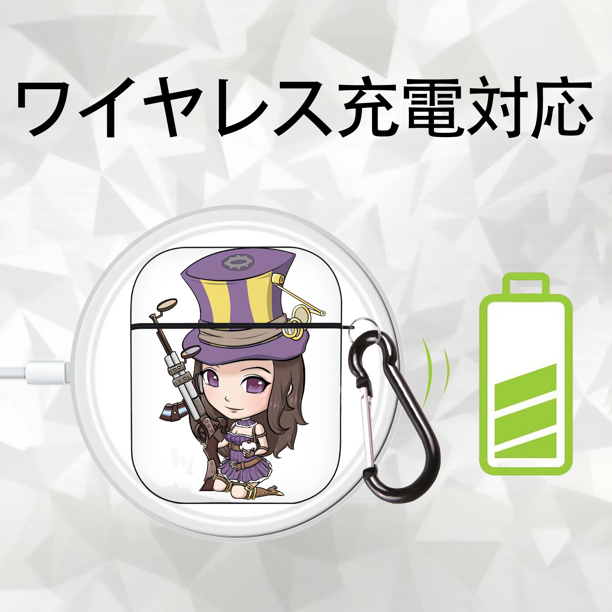 リーグ・オブ・レジェンド League of Legends LOL AirPods 第2世代保護ケース ハードシェル ブラック 耐衝撃・防指紋・カラビナ付き