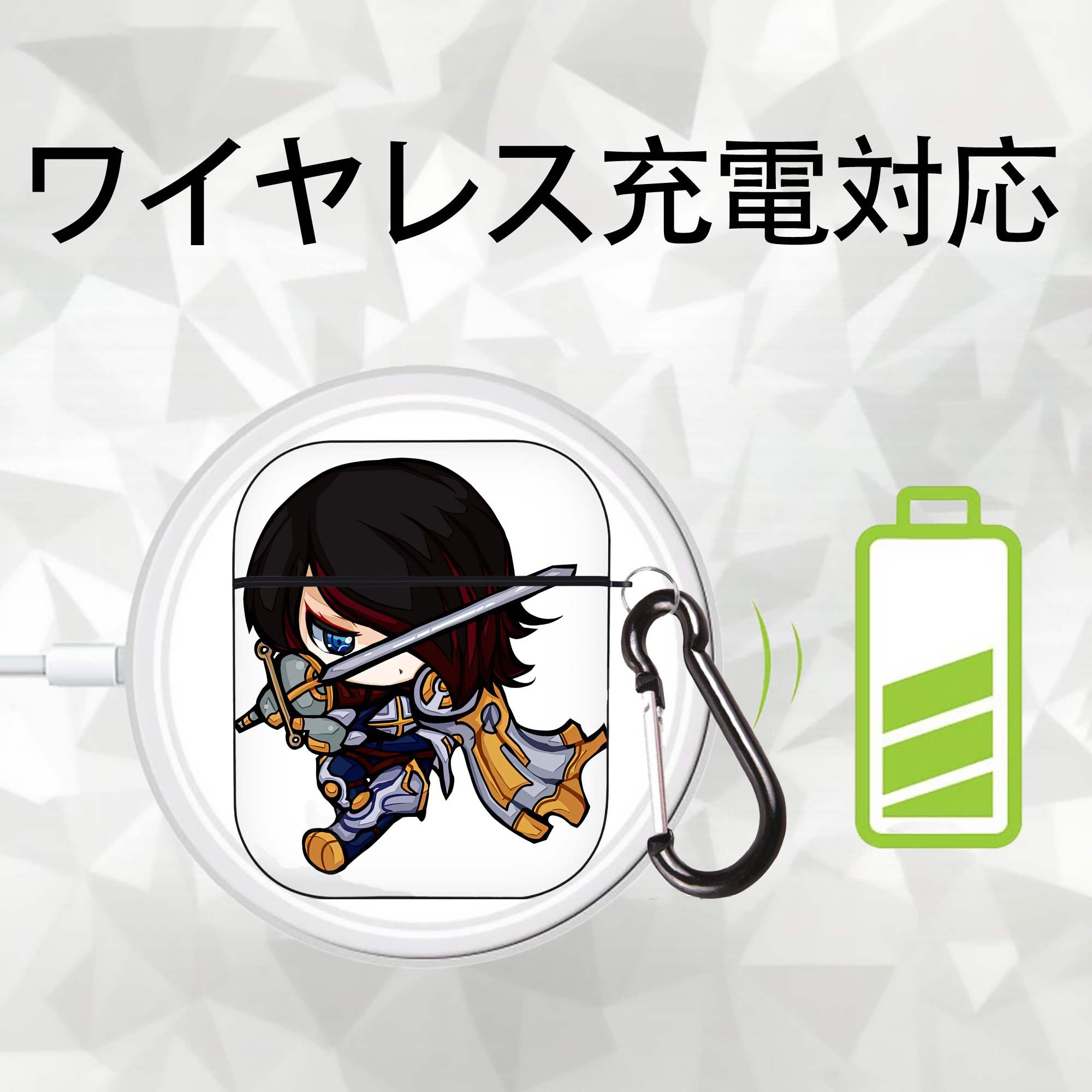 リーグ・オブ・レジェンド League of Legends LOL AirPods 第2世代保護ケース ハードシェル ブラック 耐衝撃・防指紋・カラビナ付き