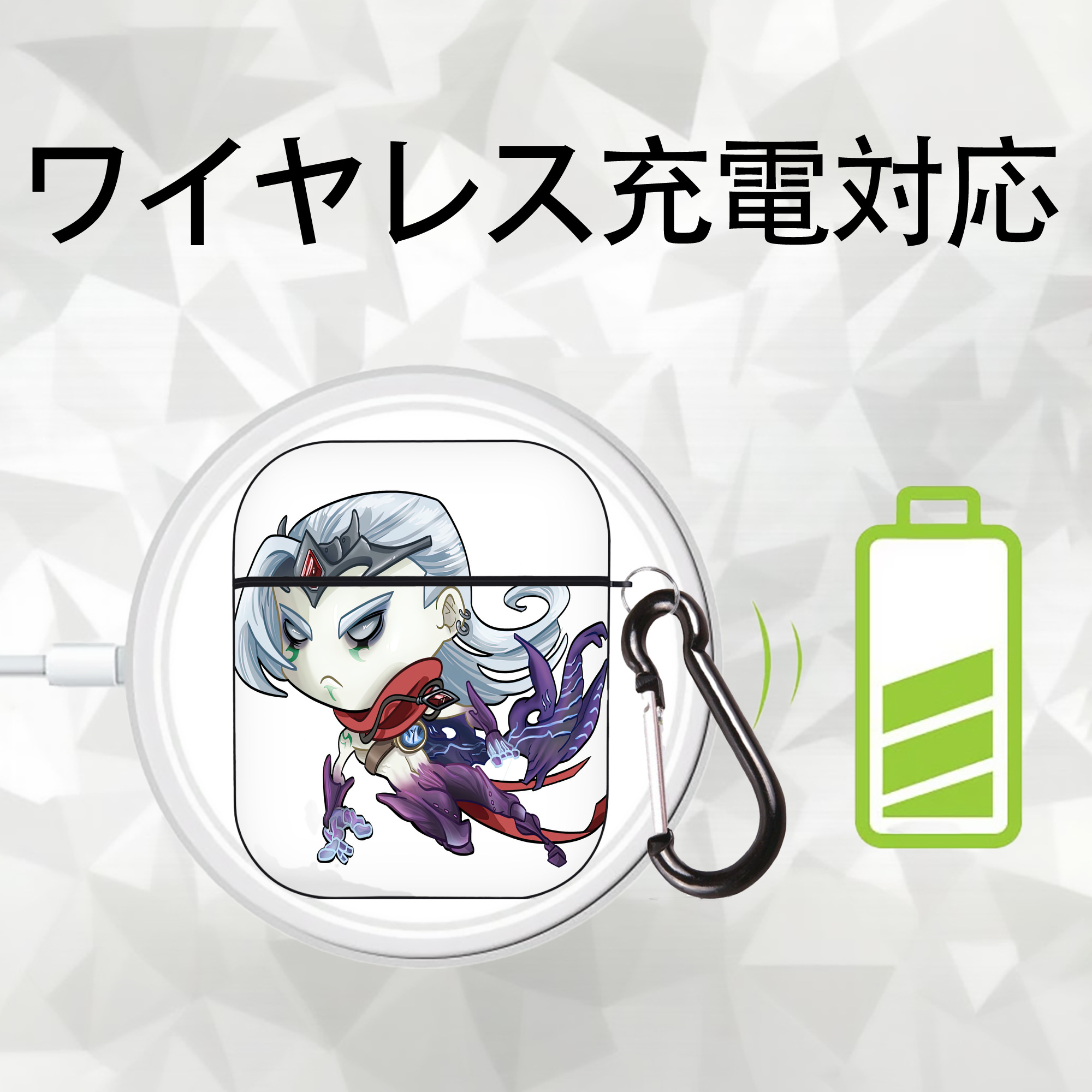 リーグ・オブ・レジェンド League of Legends LOL AirPods 第2世代保護ケース ハードシェル ブラック 耐衝撃・防指紋・カラビナ付き